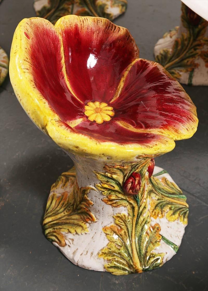 Italy Stunning Hand-Painted Sculpted Flower Table & Chairs Garden or patio 2