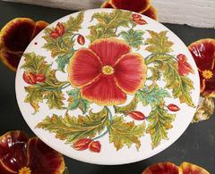 Italy Stunning Hand-Painted Sculpted Flower Table & Chairs Garden or patio
