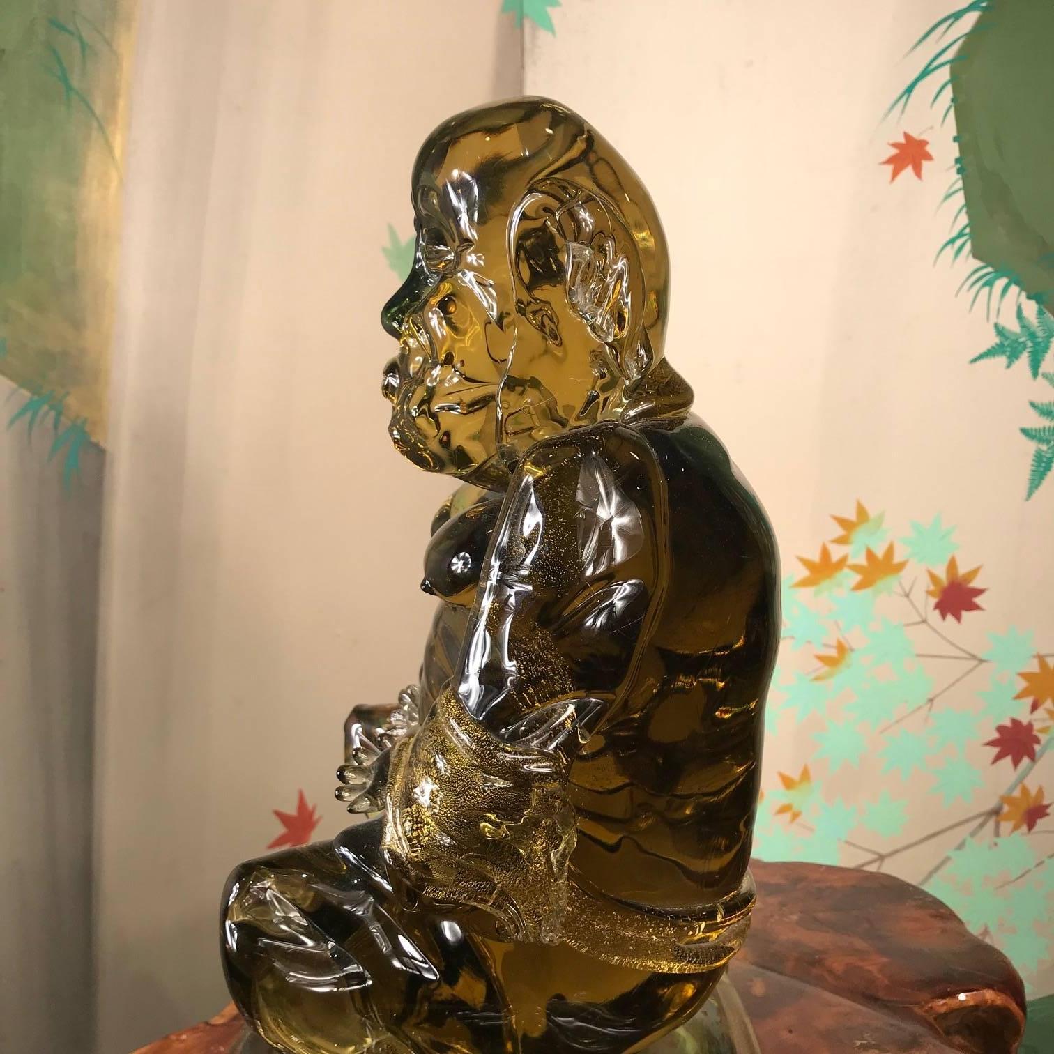  Italien, Murano, Große, einzigartige, mundgeblasene Muranoglas- Meditation  Buddha, Signoretto im Angebot 3