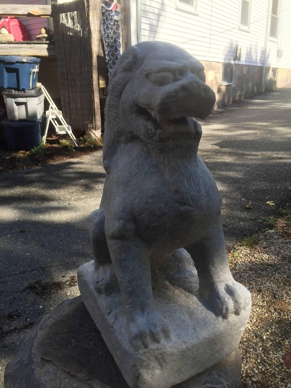 Chinese China Marble Sculpture of Lion Guardian, Perfect Indoor or Outdoor Protection