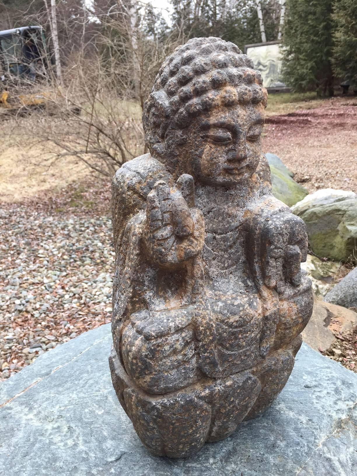 Qing China Hand carved antique stone Garden Buddha, private collection- only one!  