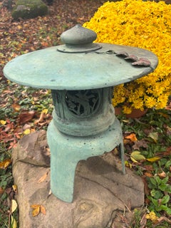 Japan Large Old Blue Bronze Lantern with Fine Details