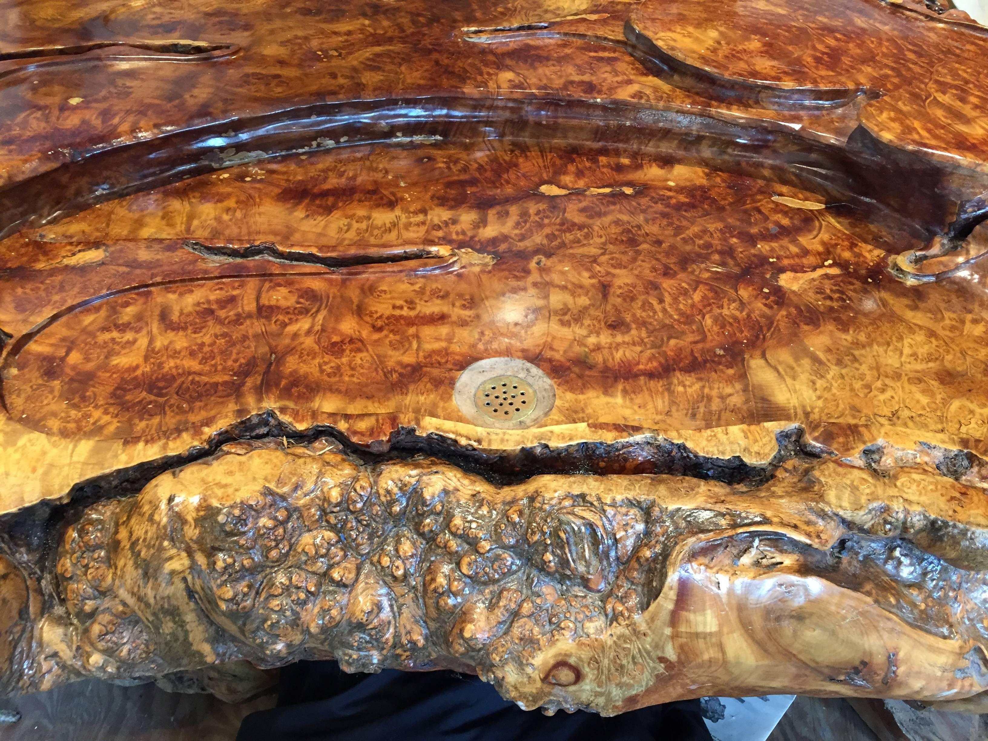 Mid-Century Modern Chinese Extraordinary Fine Burl Wood Table  For Sale