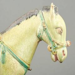 Chinese green glazed Pottery Model of a Caparisoned Horse, Ming Dynasty, 17thc