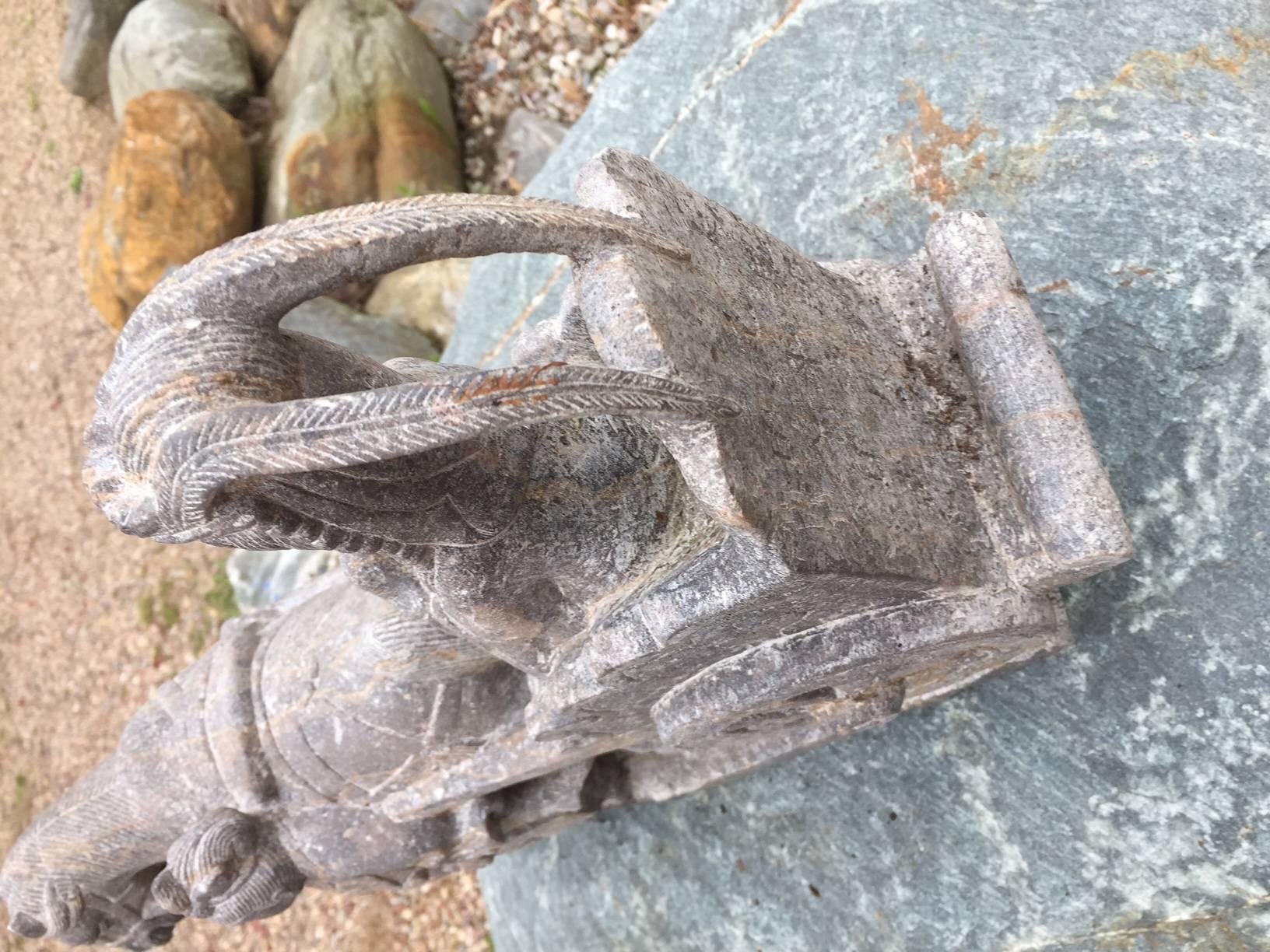 20th Century Chinese Stone Horse and Chariot Sculpture from Old Japanese Garden