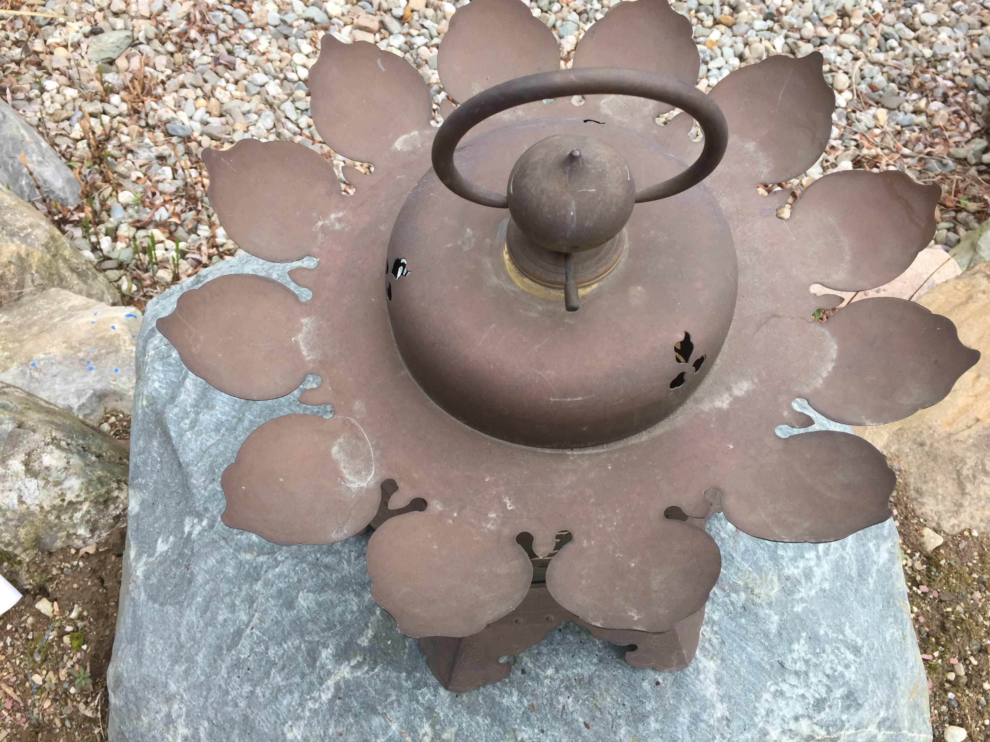 Bronze Japanese hand made Antique Lantern  with fine lotus motif 