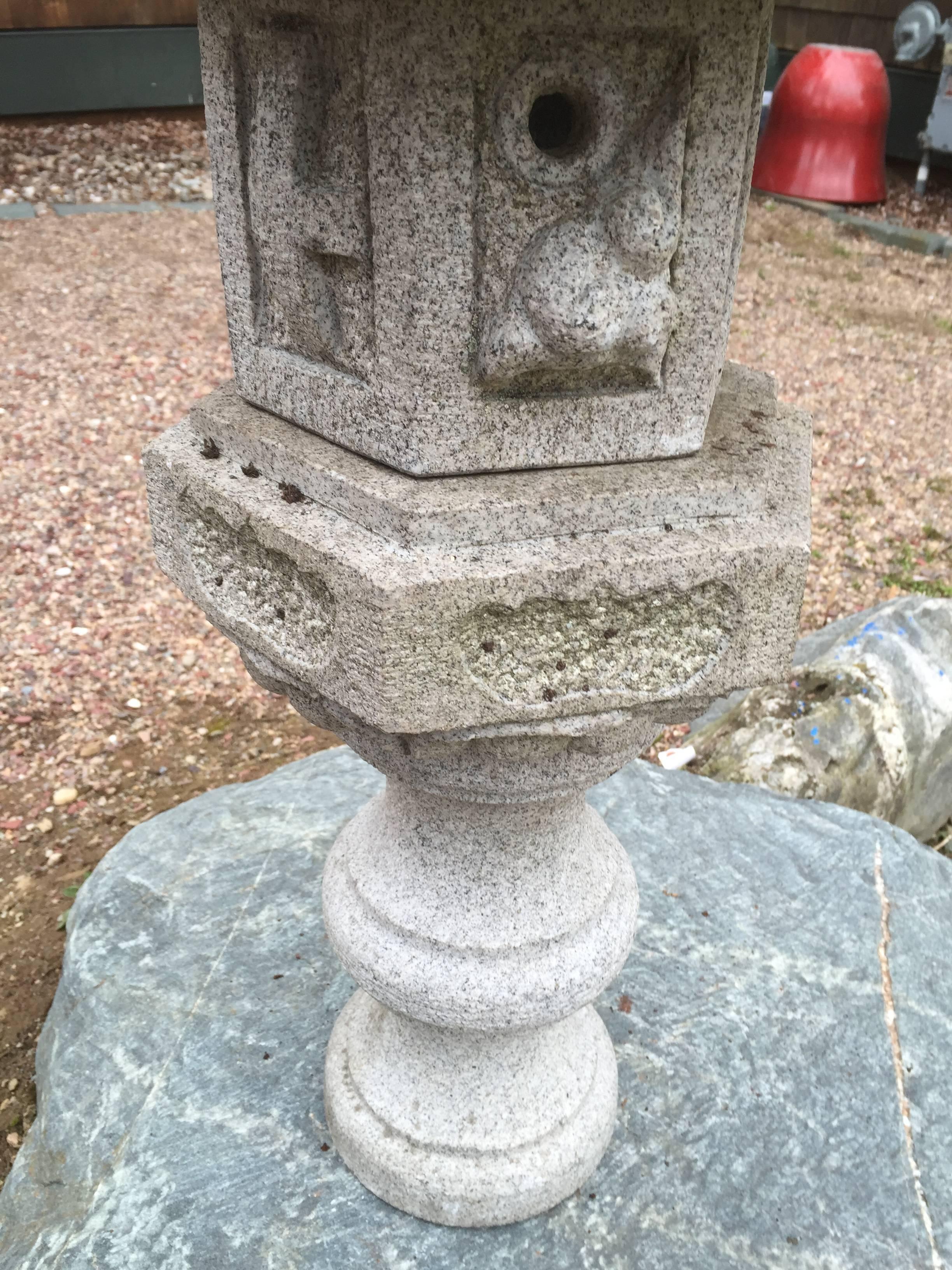 Granite Japanese Antique Stone Lantern Carved 