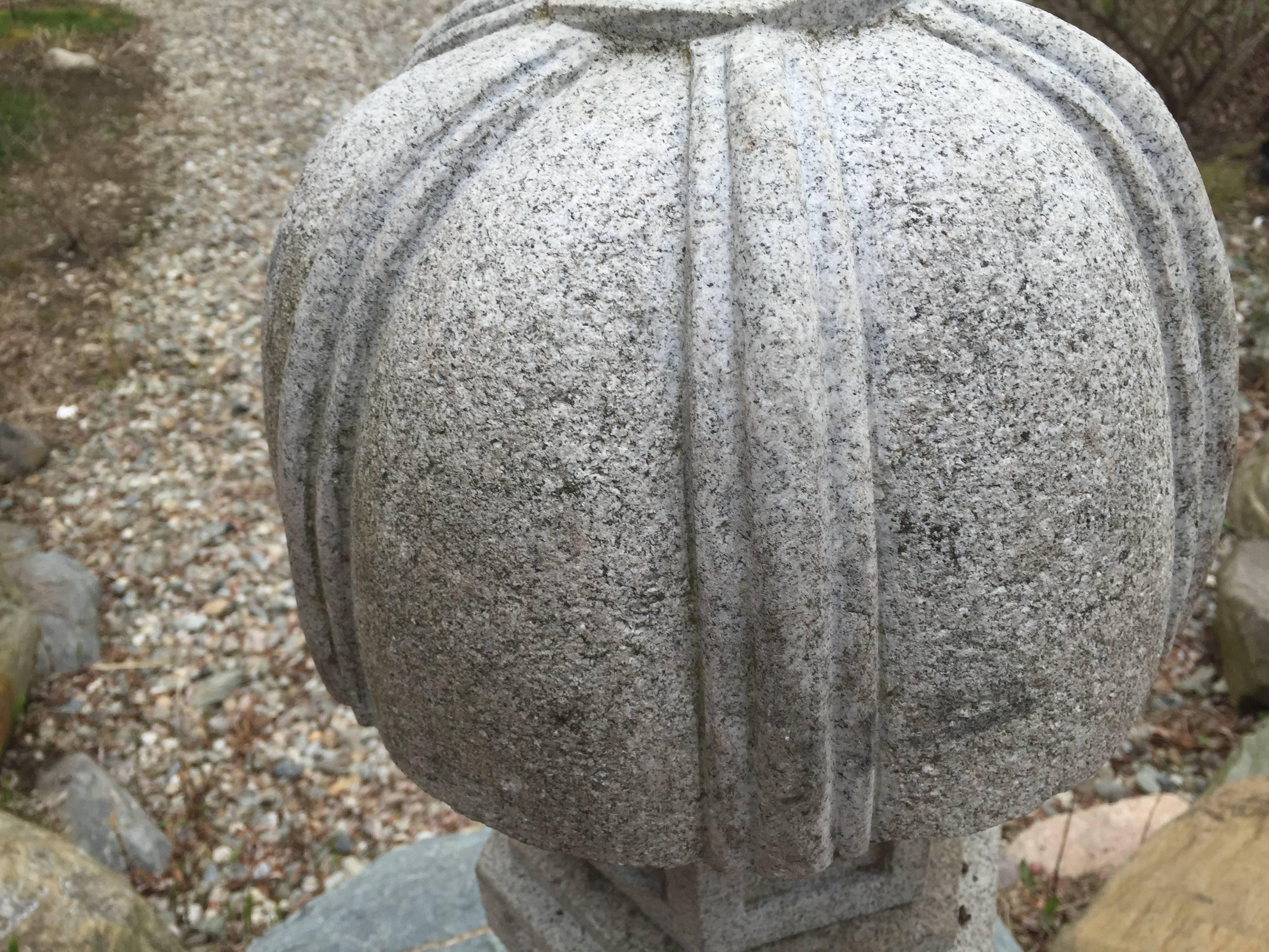 Japanese Antique Stone Lantern Carved 