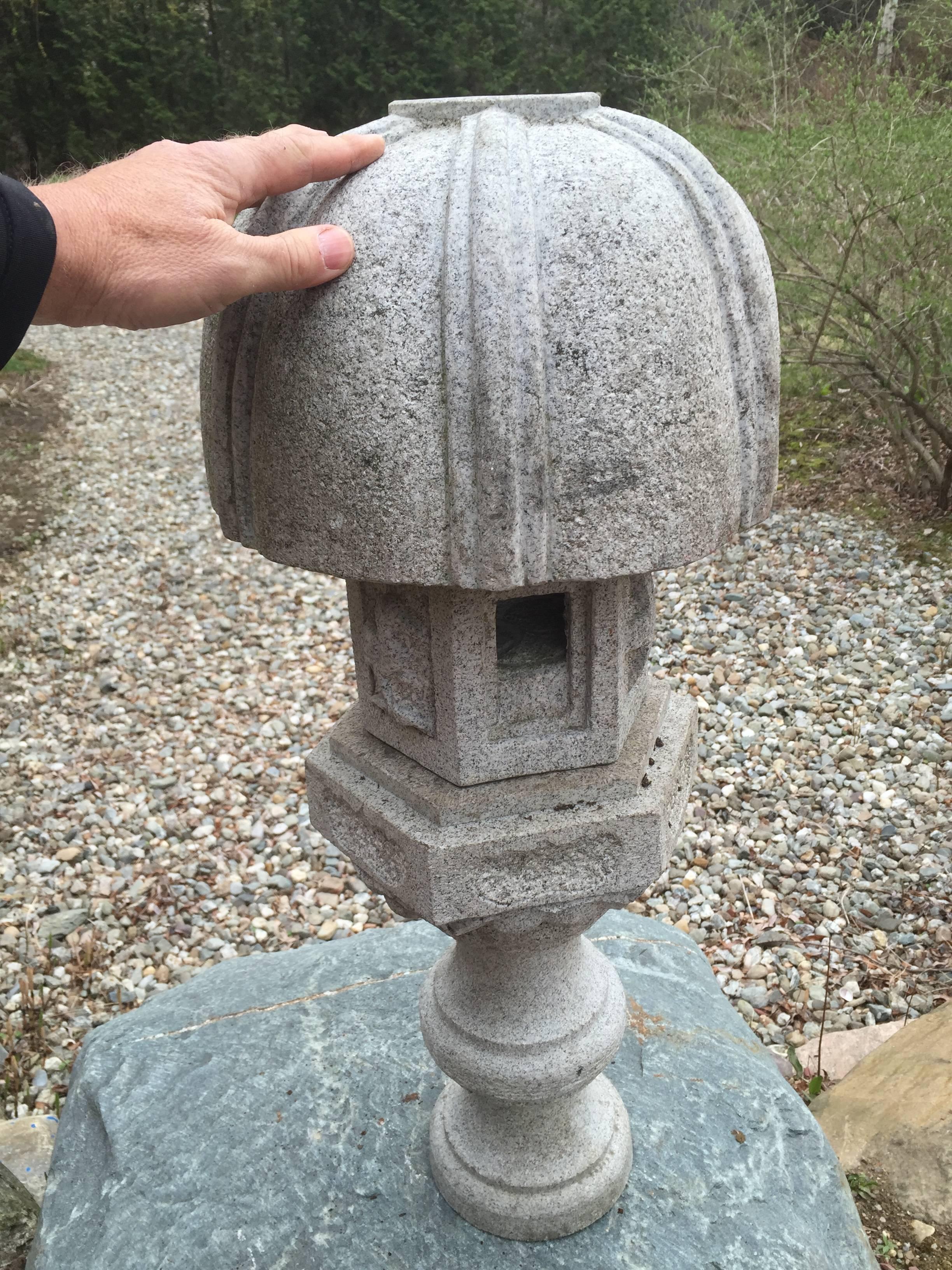 20th Century Japanese Antique Stone Lantern Carved 