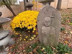 Japanischer Großer Antiker Stein Garten Spiritueller Jizo 19.Jh. 30 Zentimeter