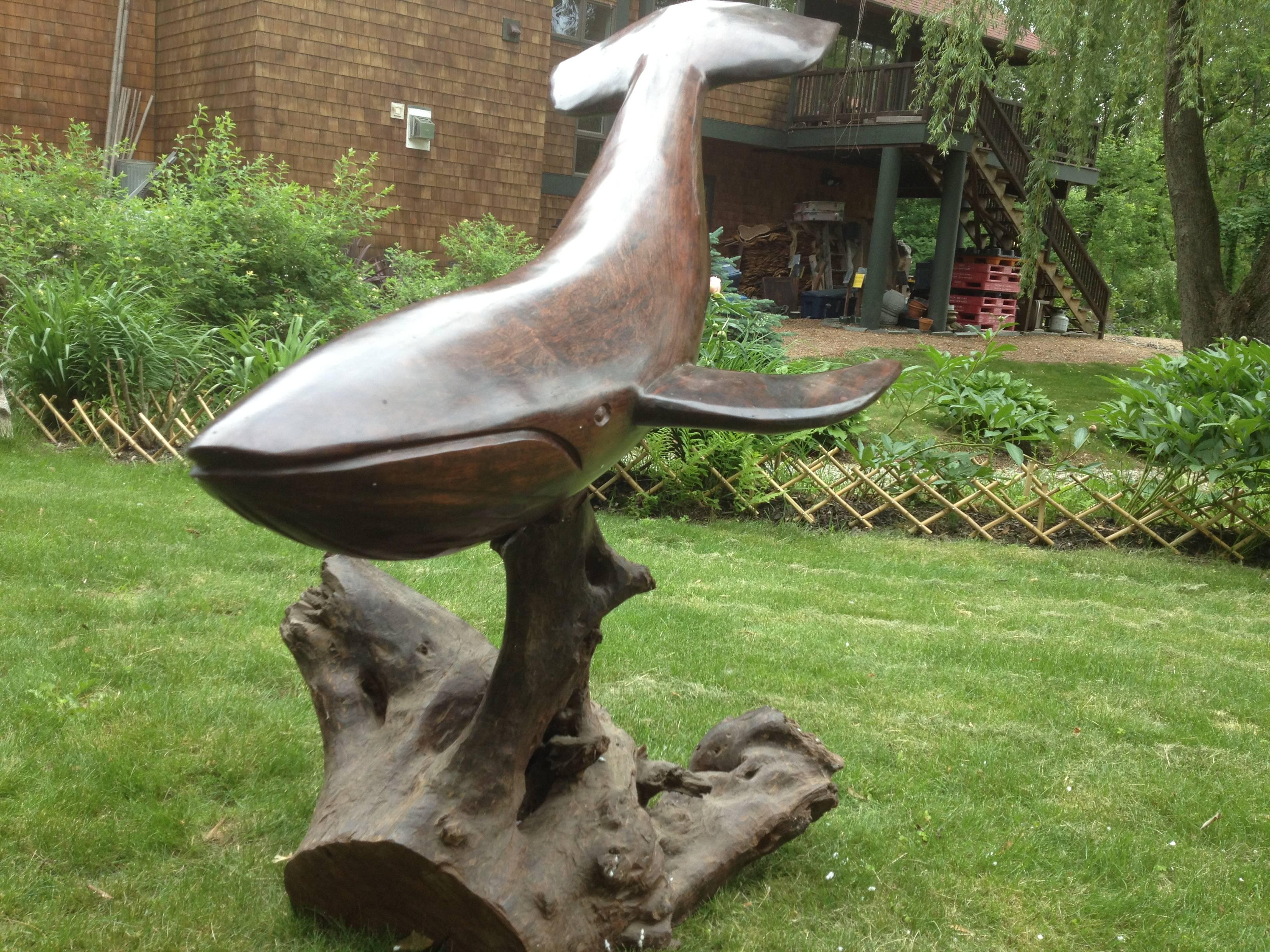 Hand-Crafted Great American Folk Art Whale Sculpture Hand-Carved Indoor or Outdoor