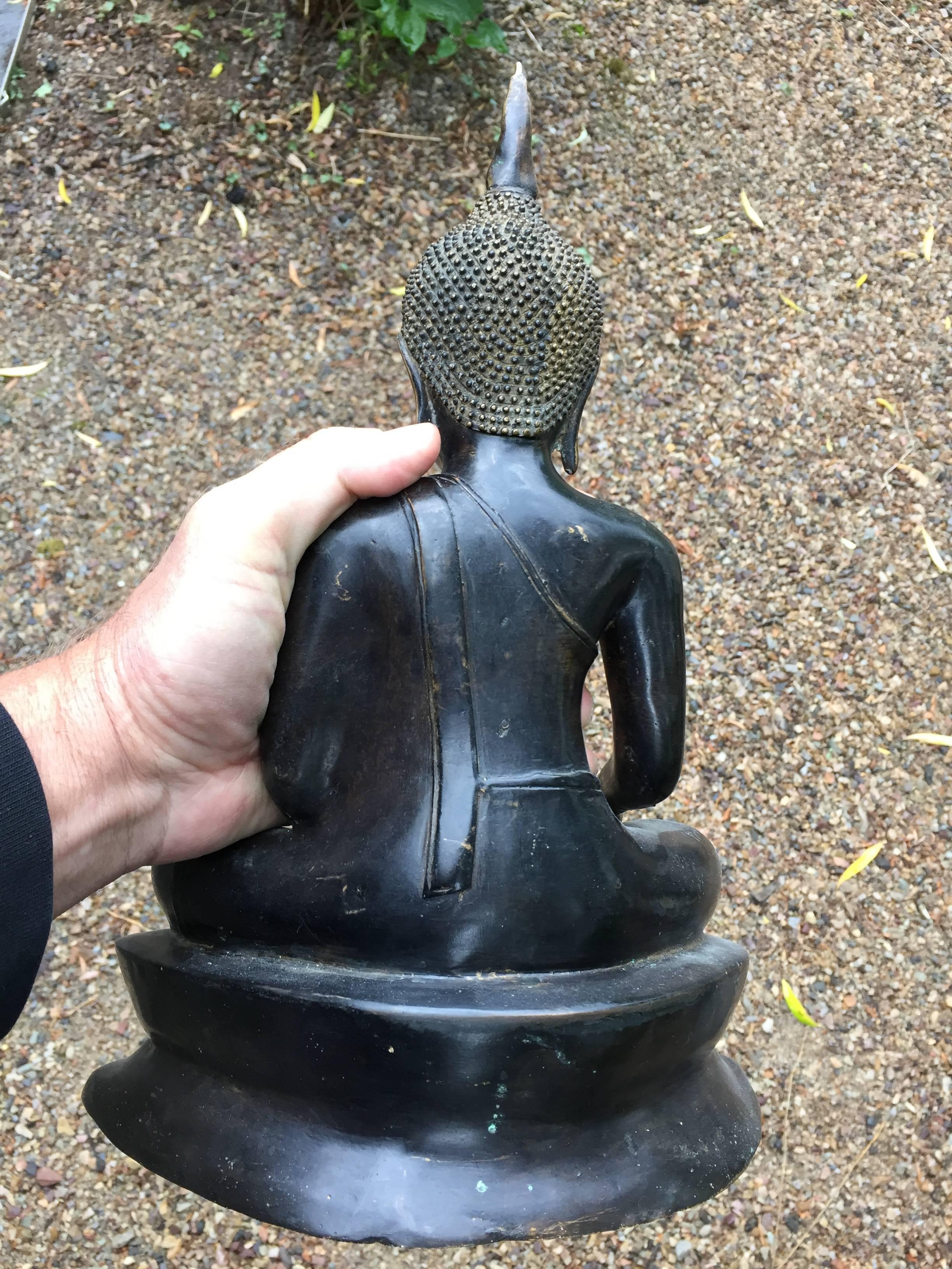 20th Century Lovely Old  Bronze Seated Buddha  Indoor or  Garden 