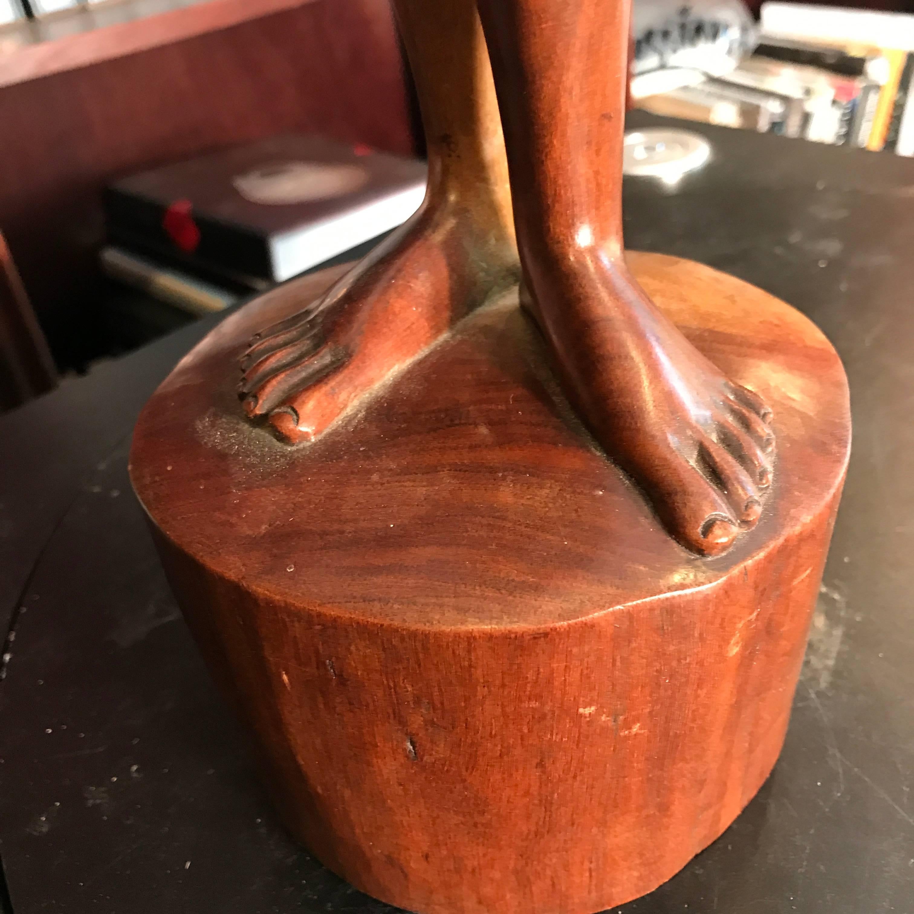 Mid-Century Modern Beautiful Tall Old Hand-Carved Wood Nude Indonesian Bali Master