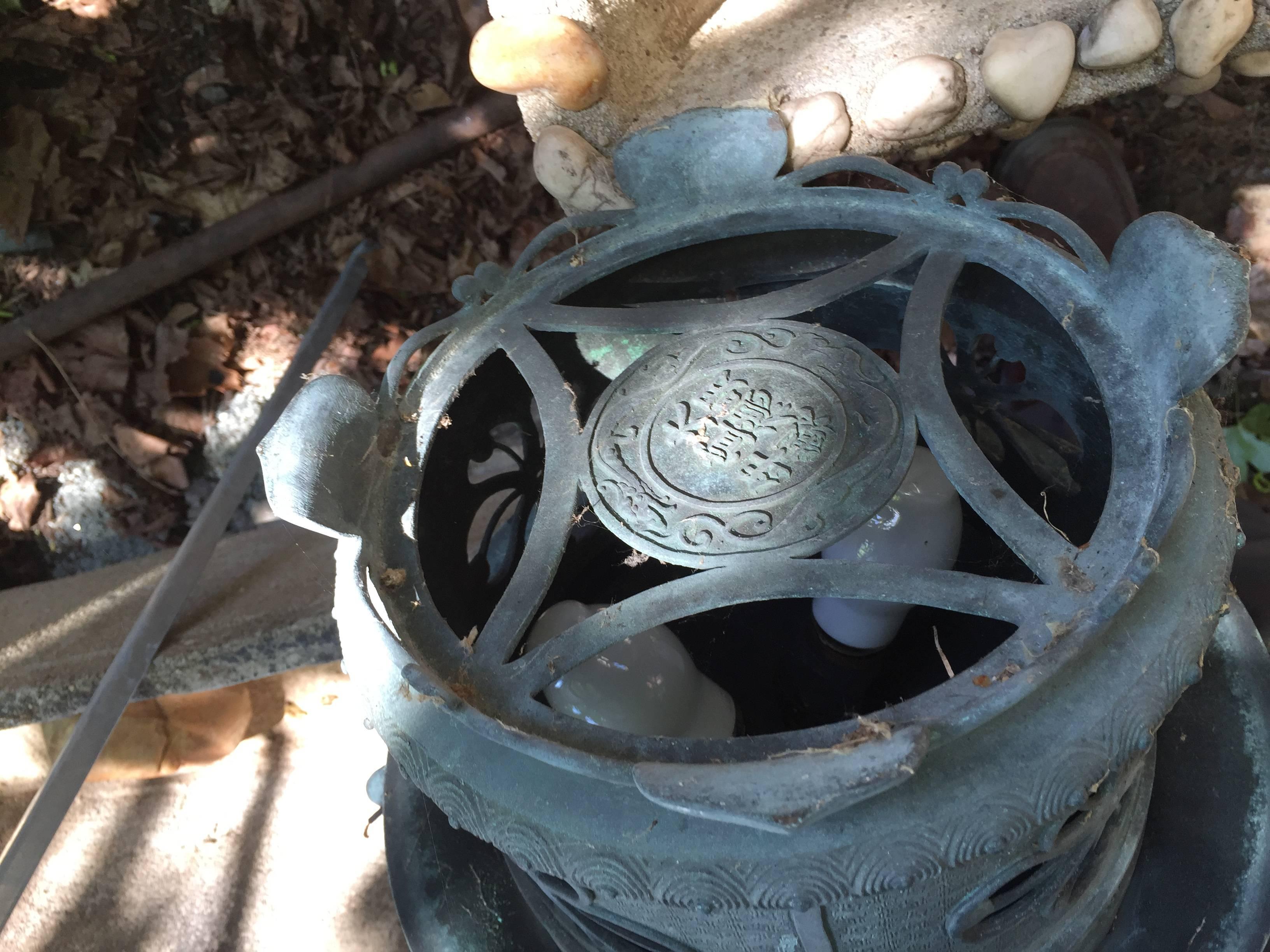 20th Century Japanese Antique Bronze Lantern with lovely details  