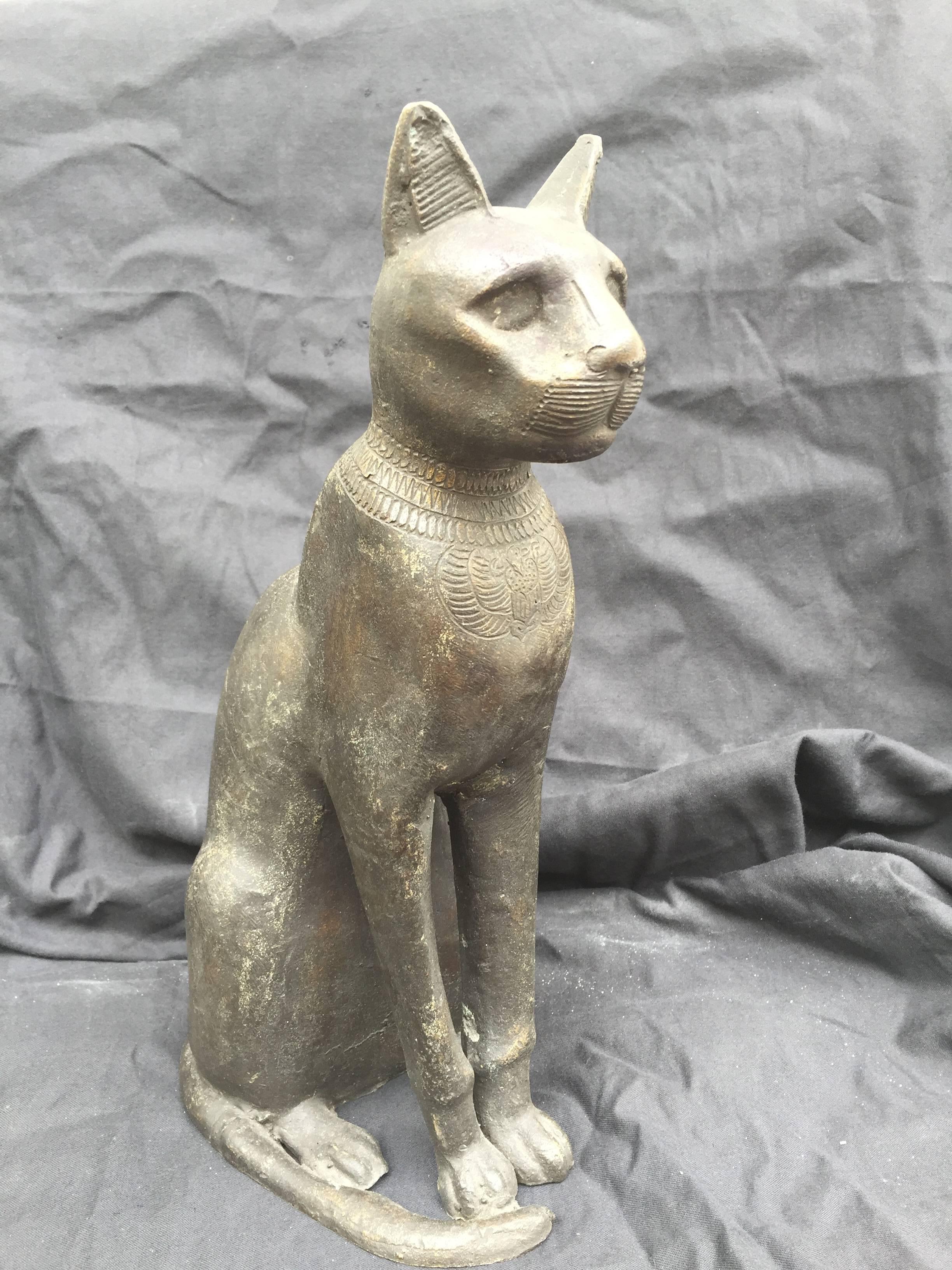 Carved Big Antique Bronze CAT- finely cast Early 20th century 