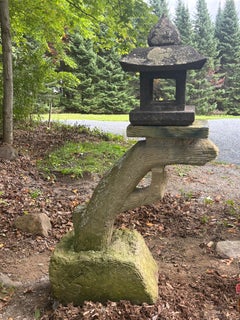 Japanese Antique Stone Arched Tree Garden Lantern Rankei- Superb Lichen Patina