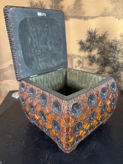 Arts And Crafts Pyrography Fine Treasures Box Mid Century