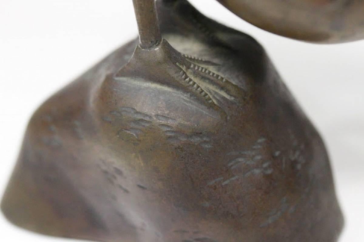 Japanese Hand made Hand cast Antique Bronze BIRD Censer, 19th century 2