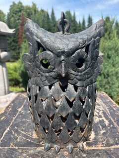 Japanese Huge Antique over Sized Garden Owl Sculpture
