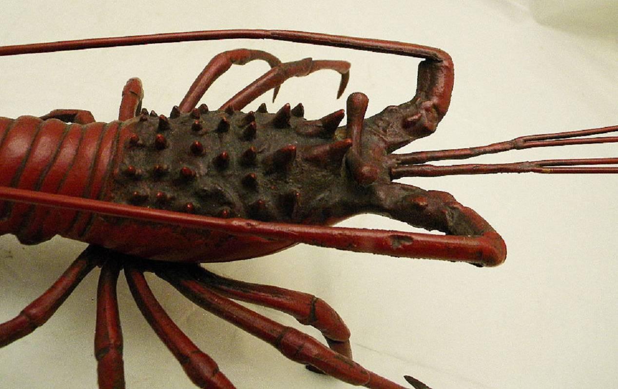 Japanese Japan Antique Jumbo Red Lobster Sculpture Realistic Best in Class  FREE SHIPPING