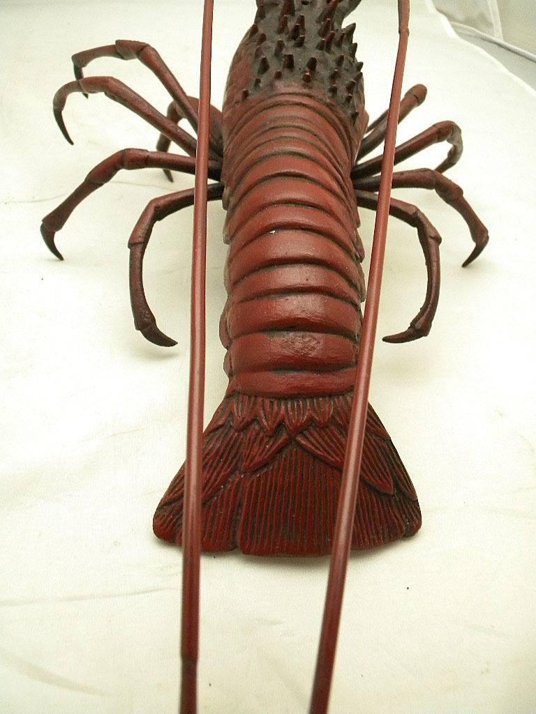 20th Century Japan Antique Jumbo Red Lobster Sculpture Realistic Best in Class  FREE SHIPPING