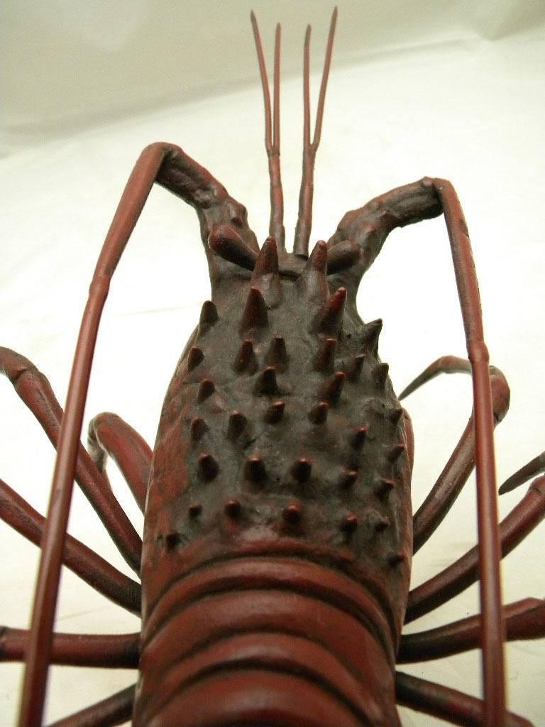 Hand-Crafted Japan Antique Jumbo Red Lobster Sculpture Realistic Best in Class  FREE SHIPPING