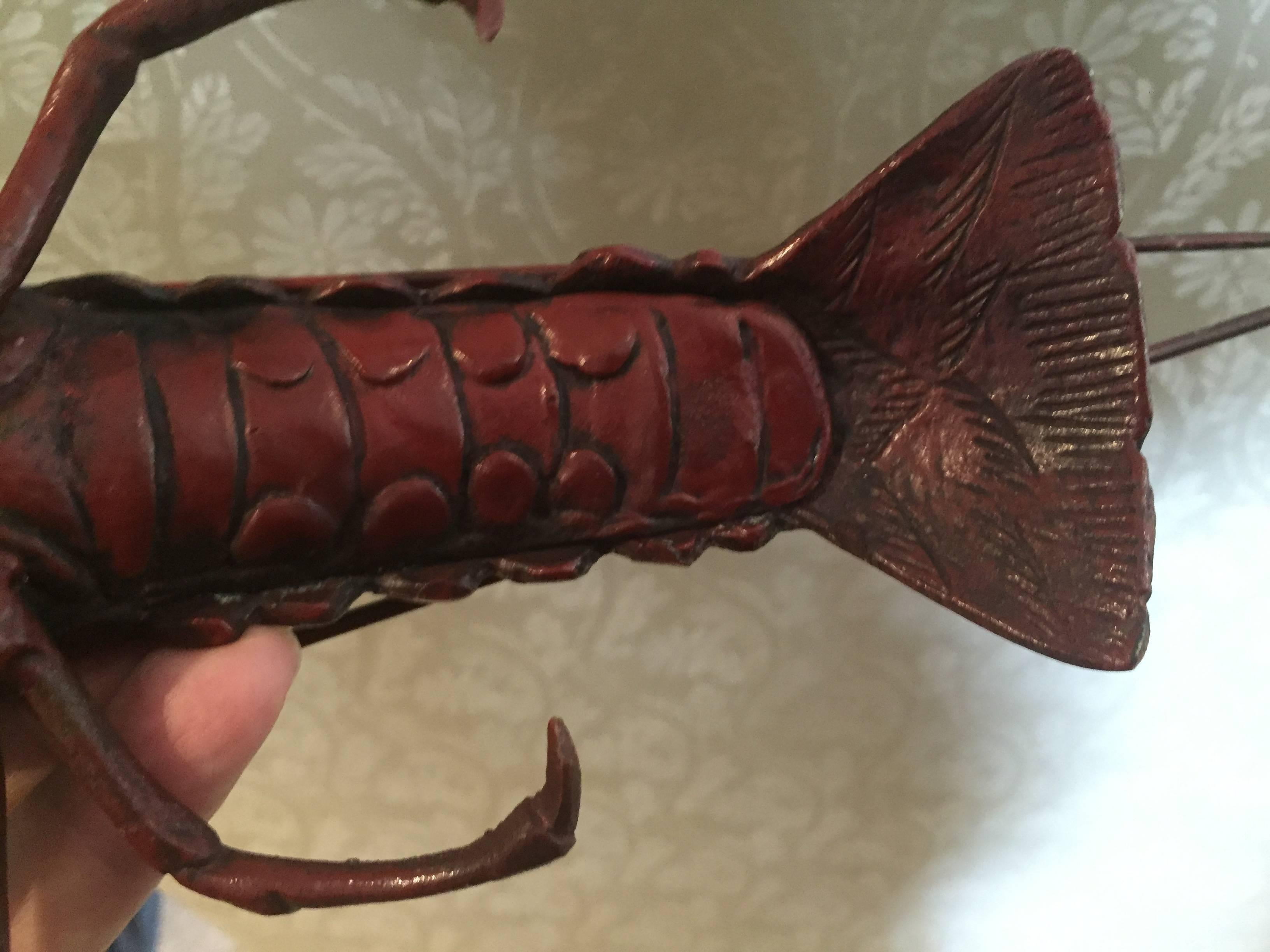 Japan Antique Jumbo Red Lobster Sculpture Realistic Best in Class  FREE SHIPPING In Good Condition In South Burlington, VT