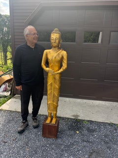 Antique Tall Thailand Gilt Bronze Buddha, 17th Century, 60 Inches