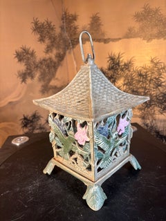 Mid-20th Century Japanese Hummingbird Lantern, Hand-Painted Garden Art