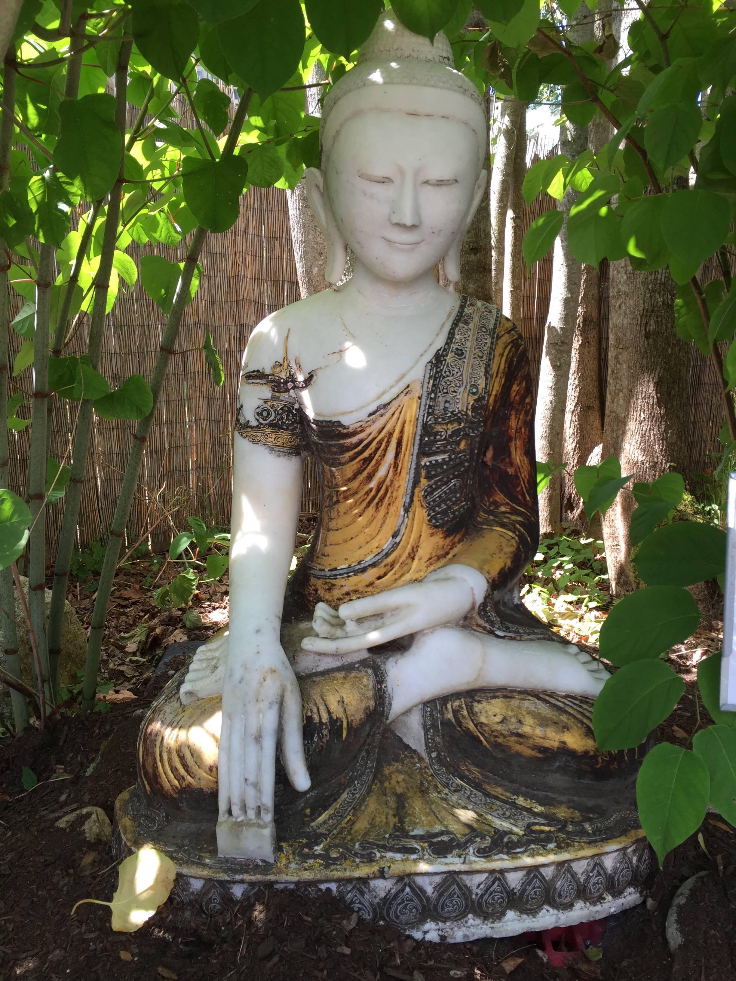 Joyful Seated Buddha Hand Carved Hand Lacquered 50