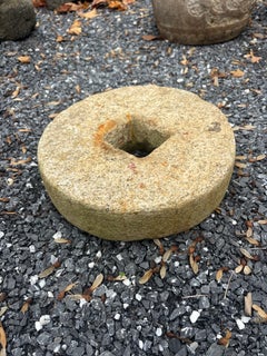 Antique Hand-Carved Cash Coin Garden Display Stone, 19th Century