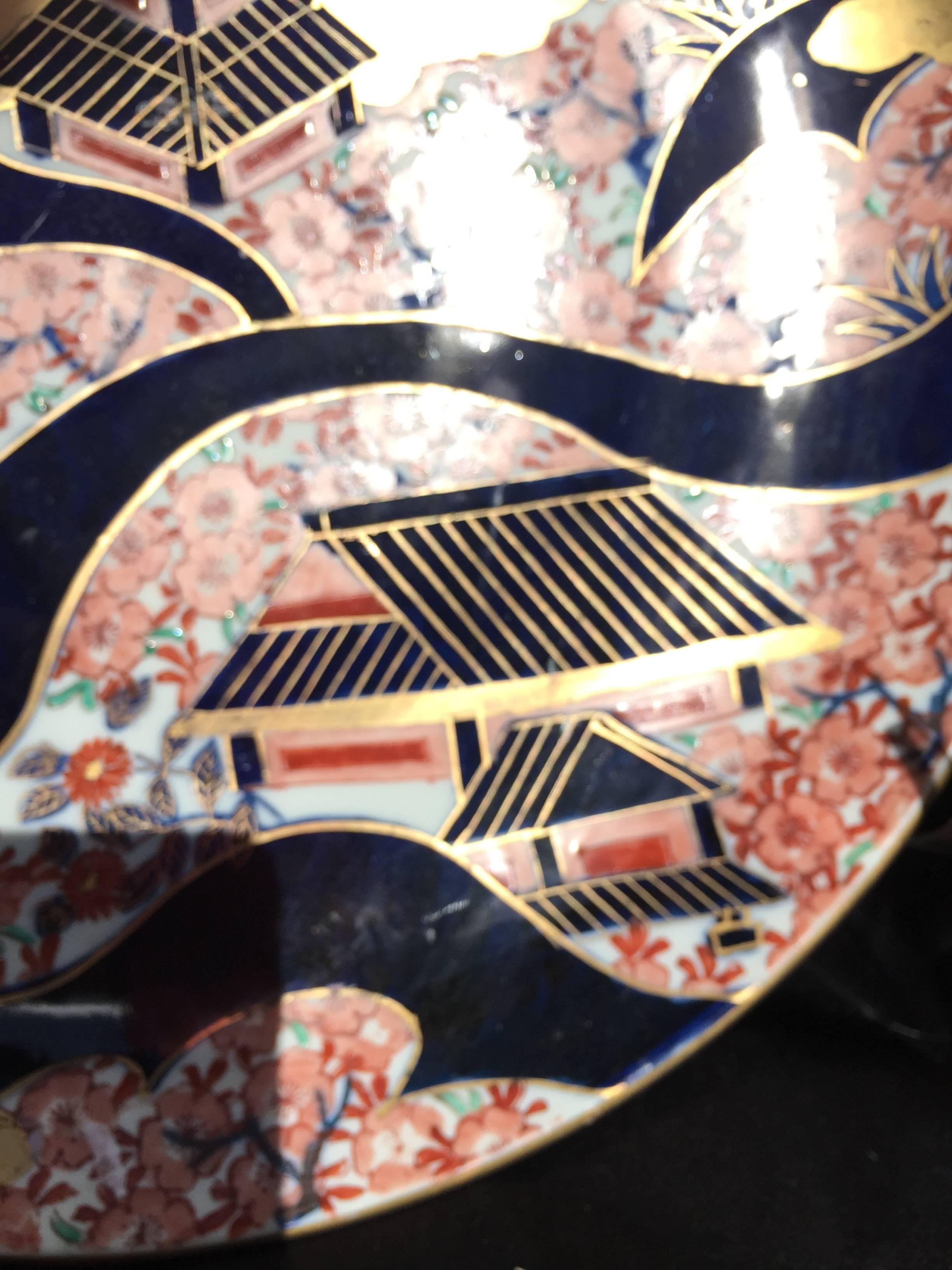 Hand-Crafted Stunning Japanese Hand made hand glazed Cobalt Charger  Cherry Blossoms 