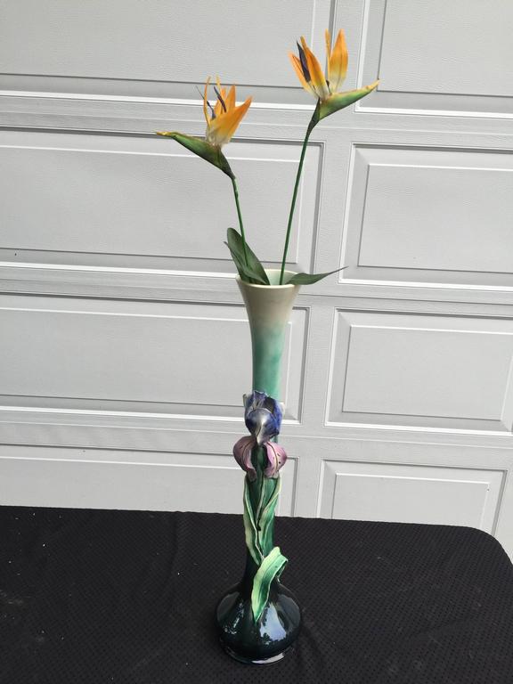 Fine Antique Hand made Hand glazed "Iris" or "Tulip" Vase France, 19thc For Sale at 1stdibs