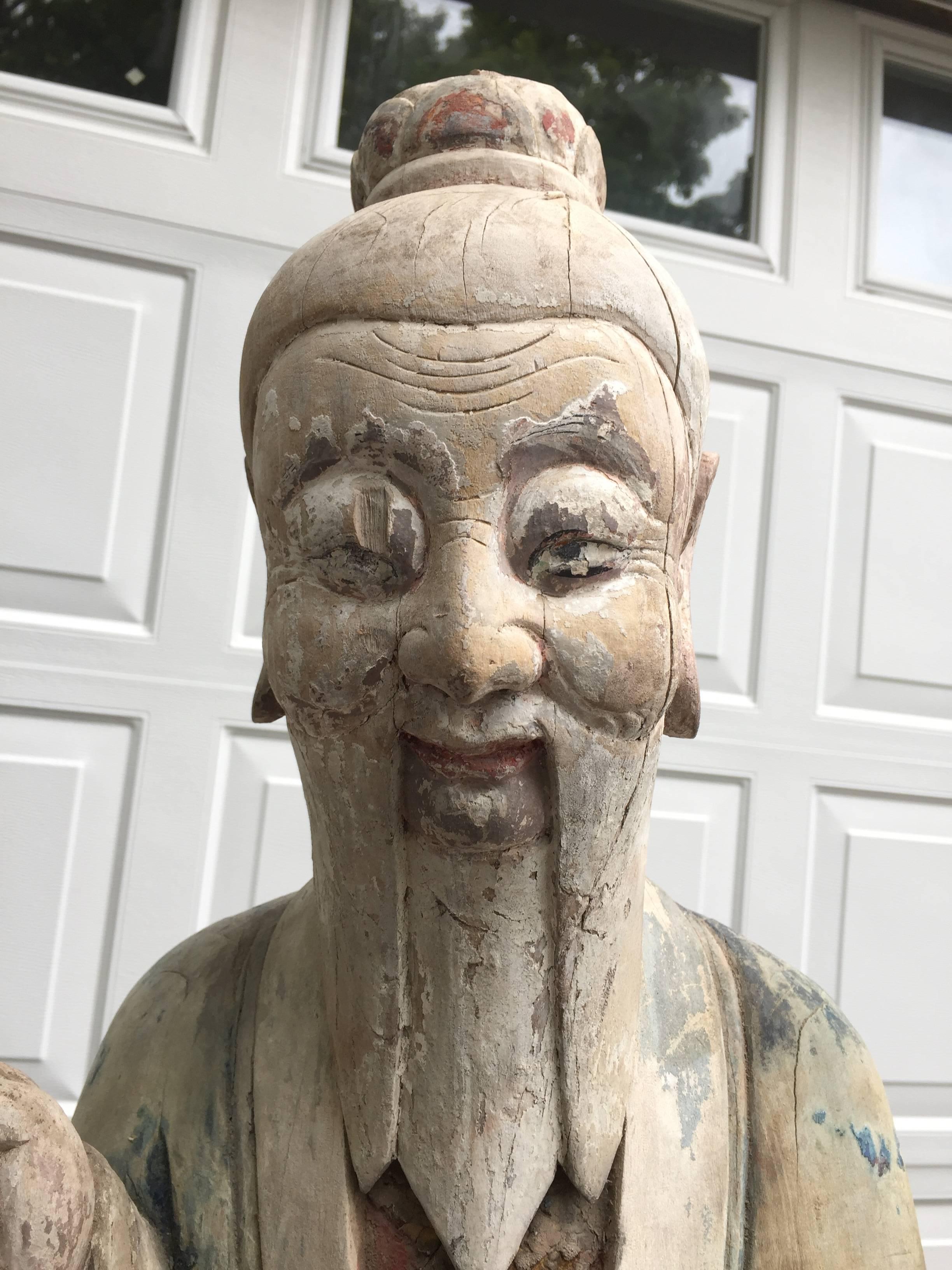 Qing China Big Taoist Sculptural Group 