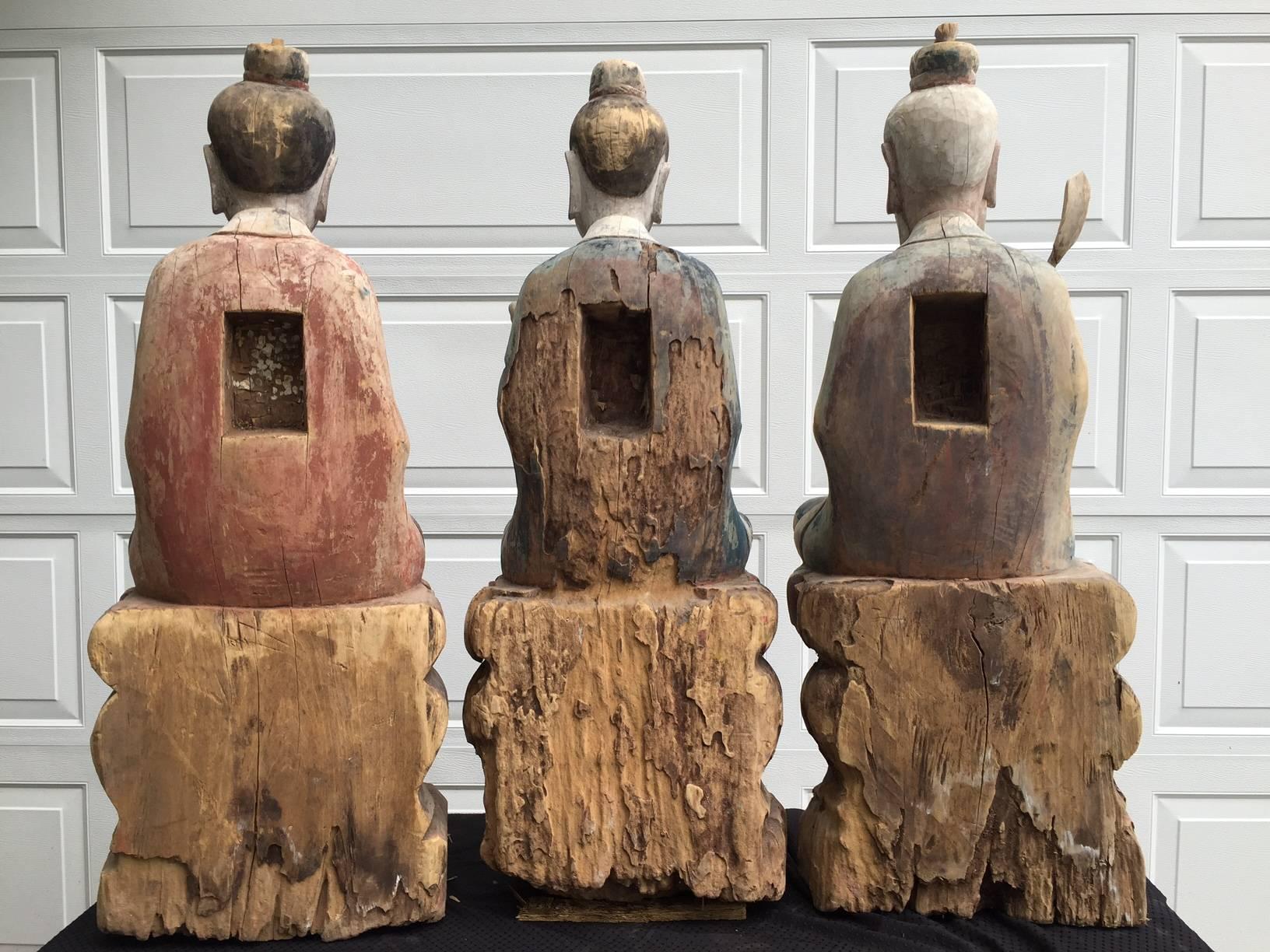 Hand-Carved China Big Taoist Sculptural Group 