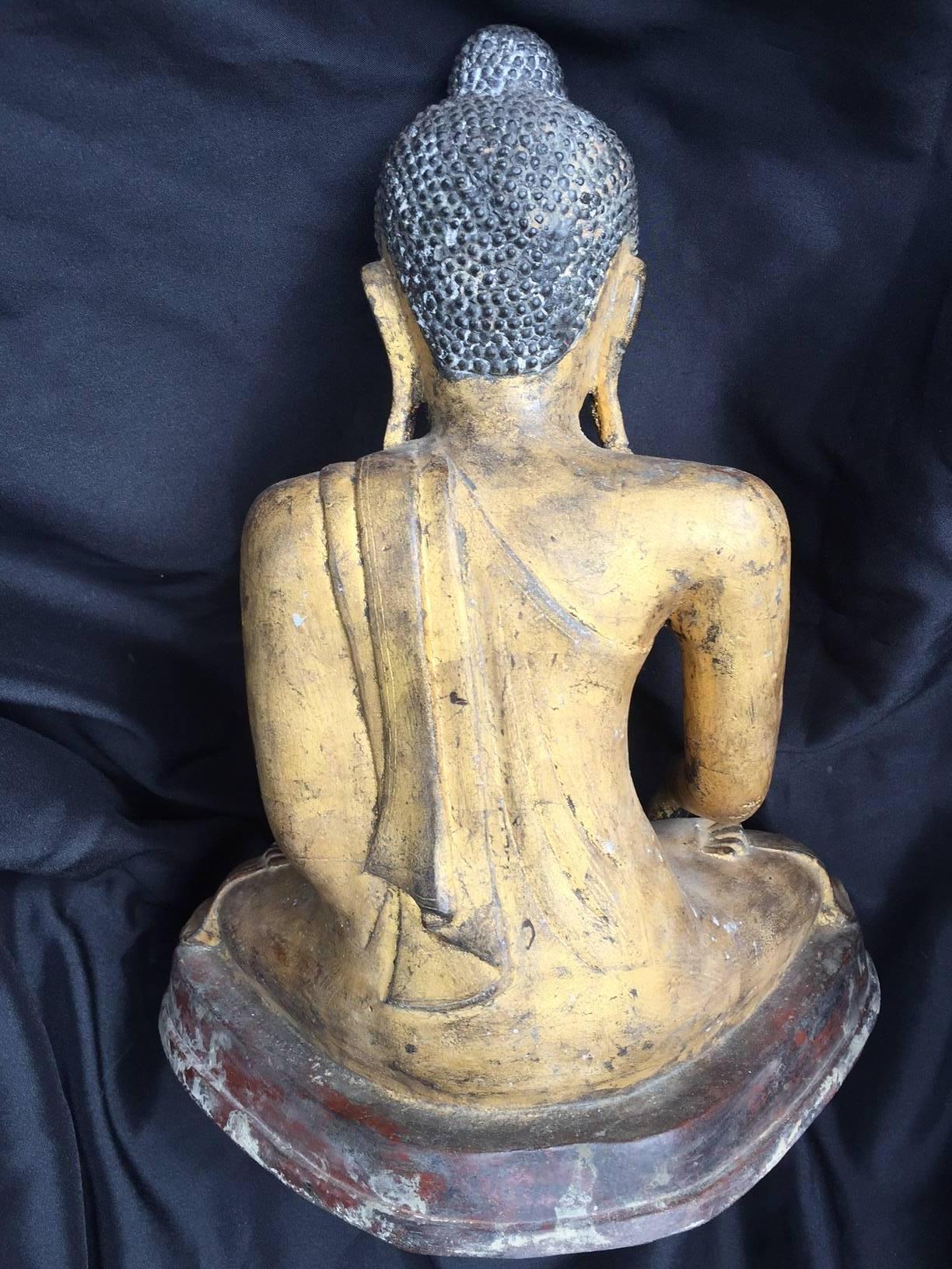 Mandalay Serene Faced Gold Gilt Bronze Seated Buddha 19th Century 2