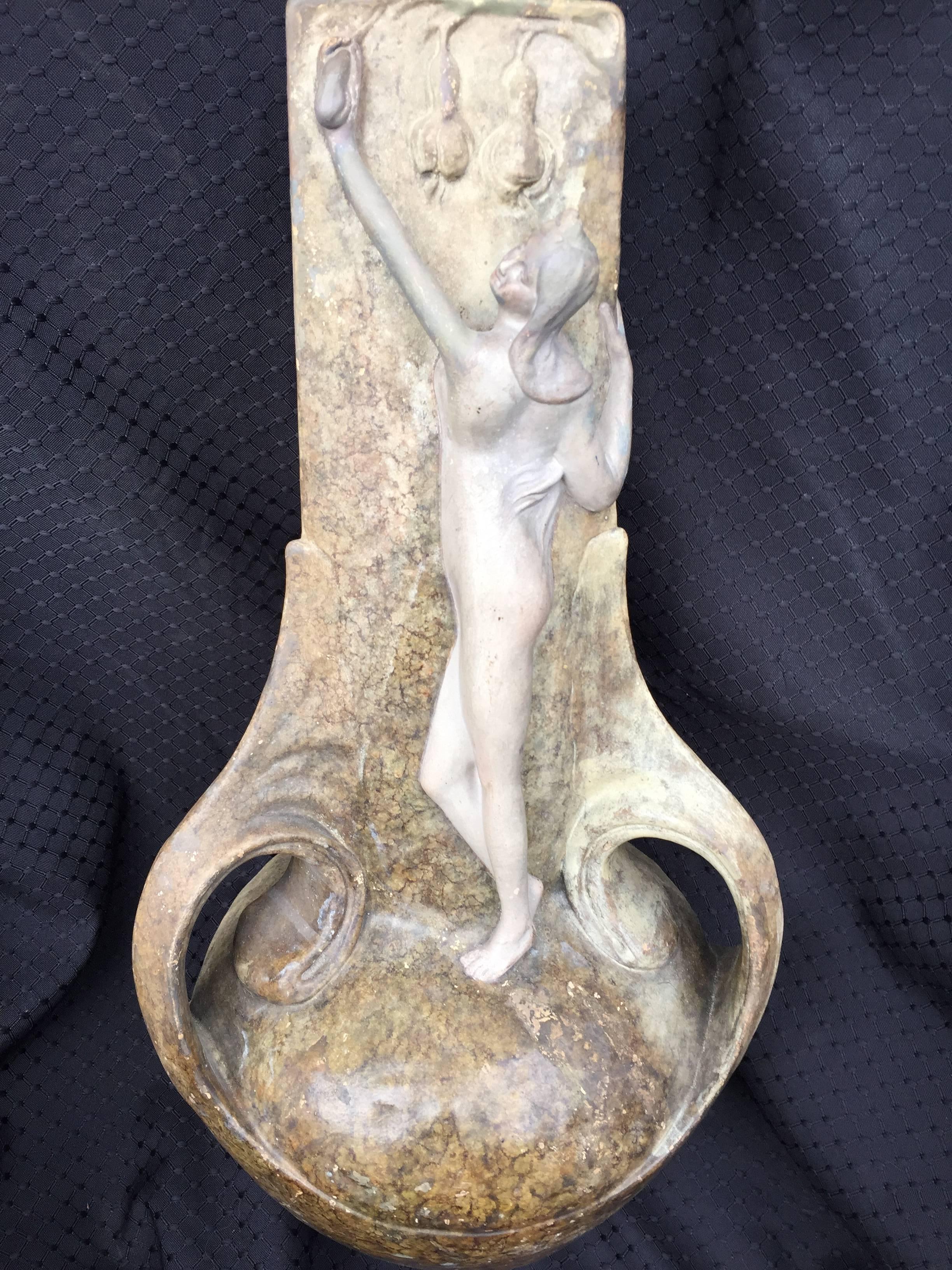 Lovely Art Nouveau Hand made Hand glazed Amphora 