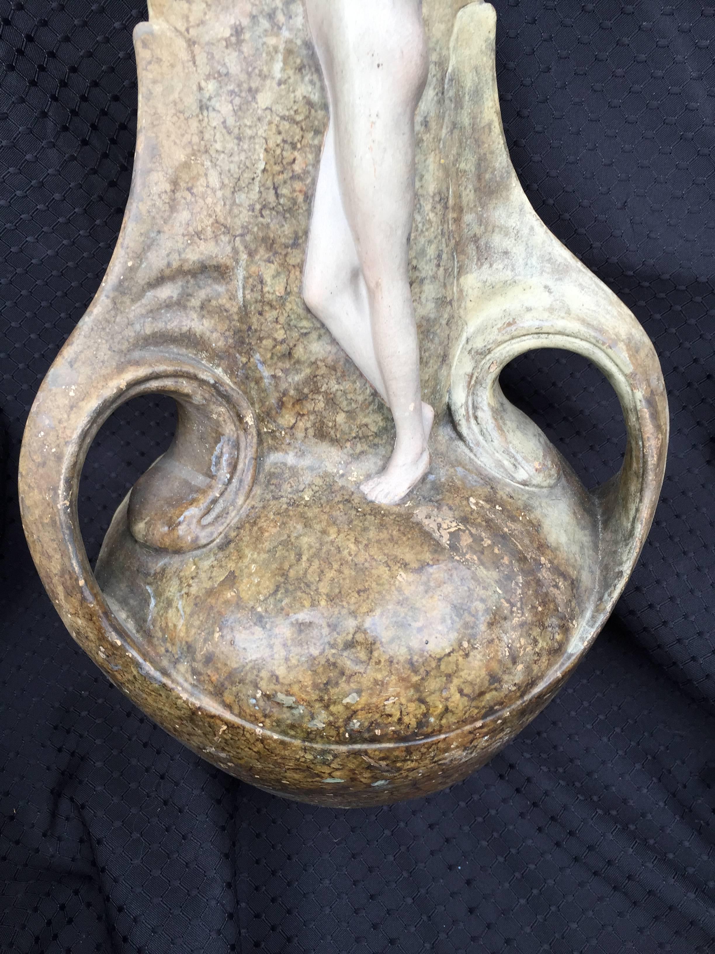 19th Century Lovely Art Nouveau Hand made Hand glazed Amphora 