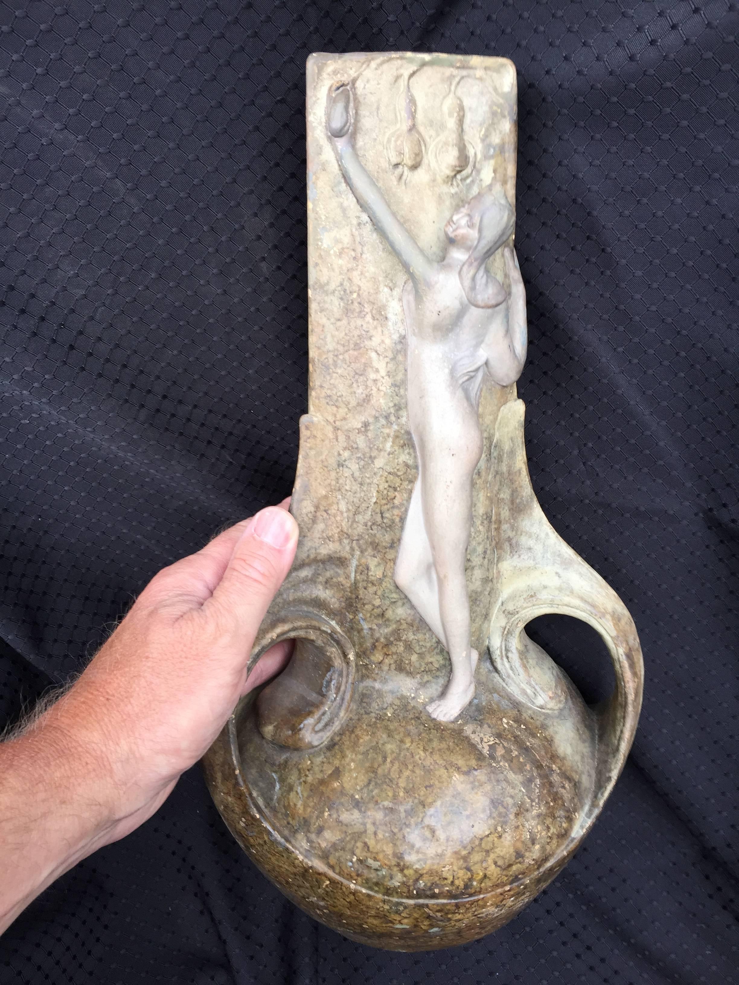 Austrian Lovely Art Nouveau Hand made Hand glazed Amphora 