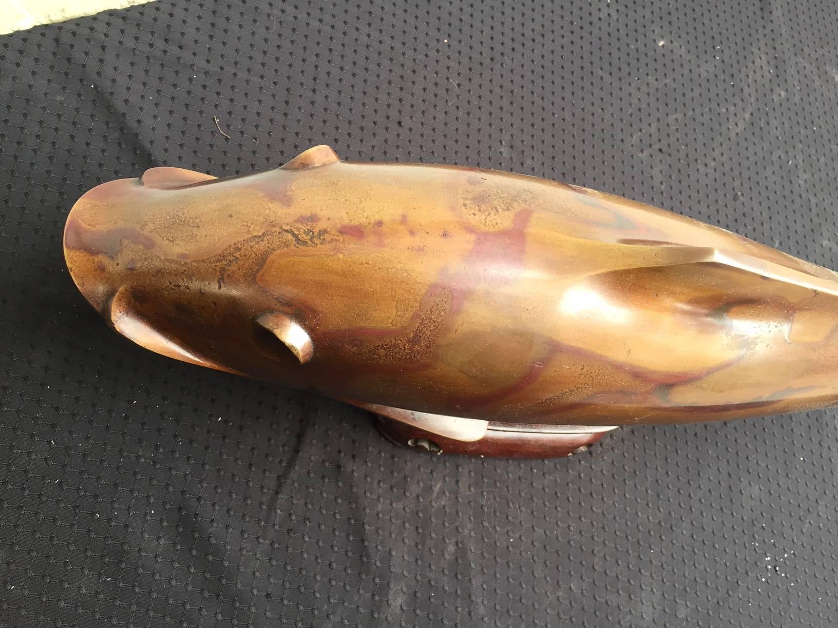 Big Japanese Bronze Fish Handmade Hand Cast Only One 1