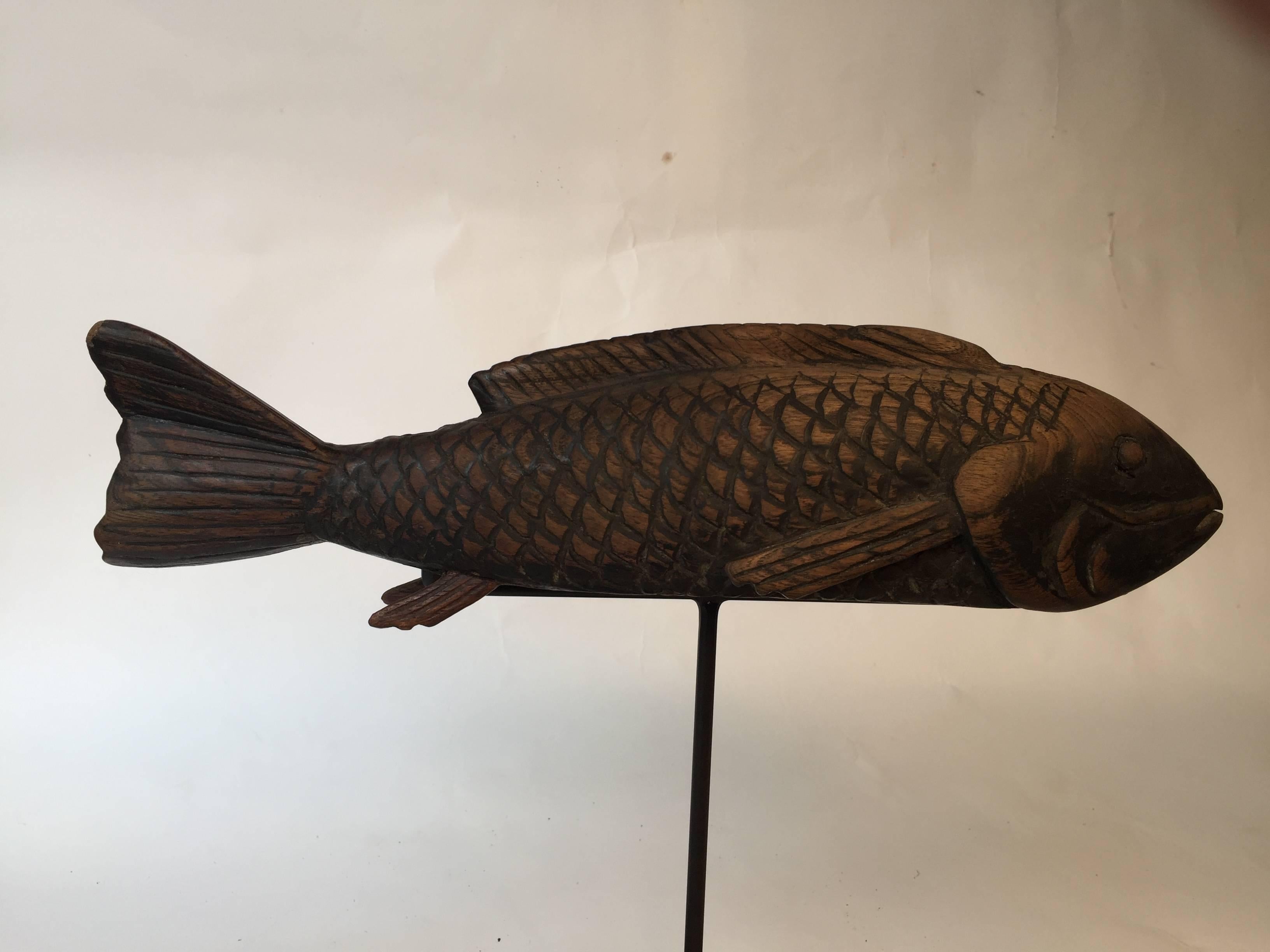 japanese carved wooden fish
