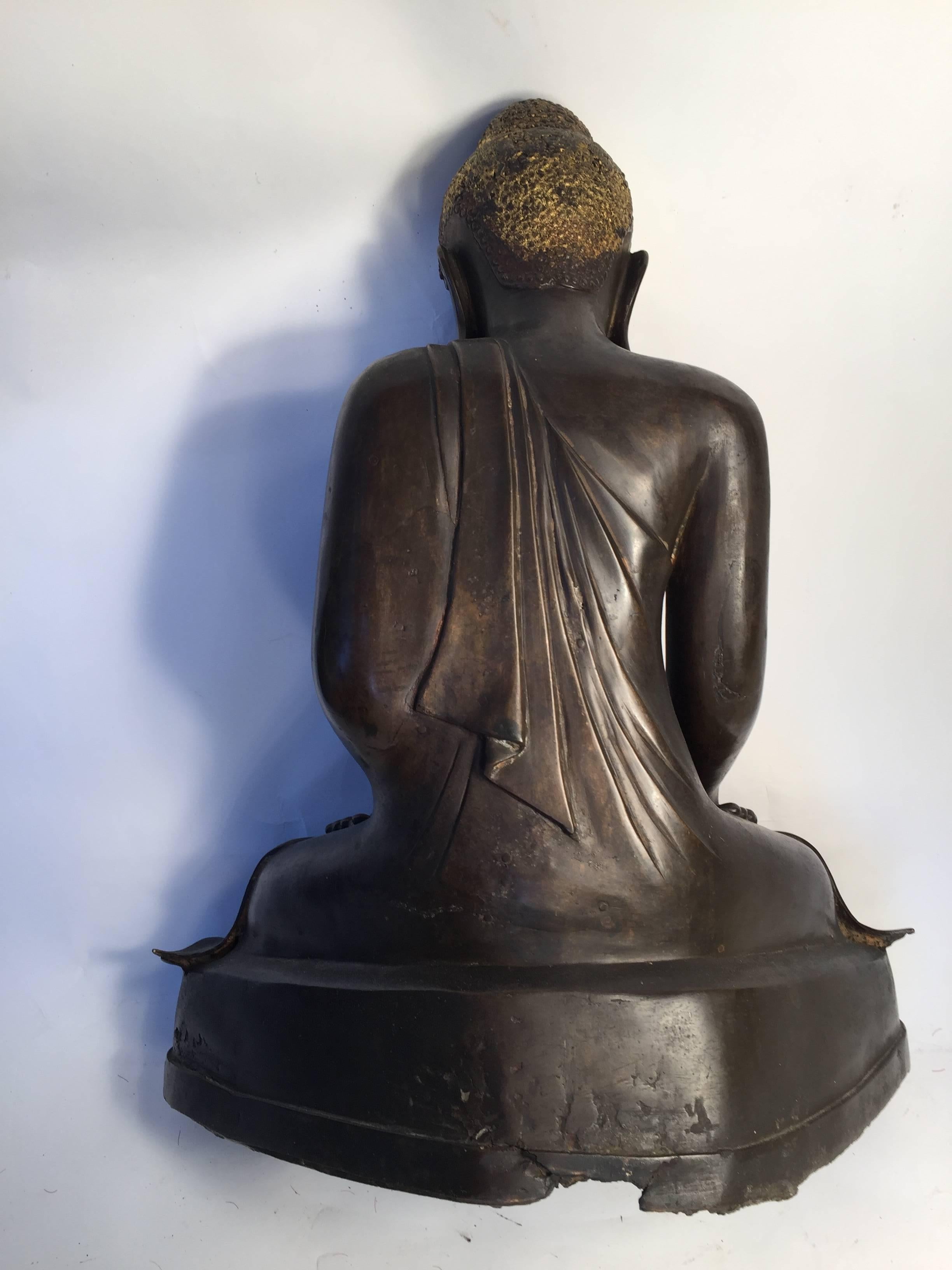 Burmese Antique  Buddha  Hand cast Gilt Bronze 19th Century  6