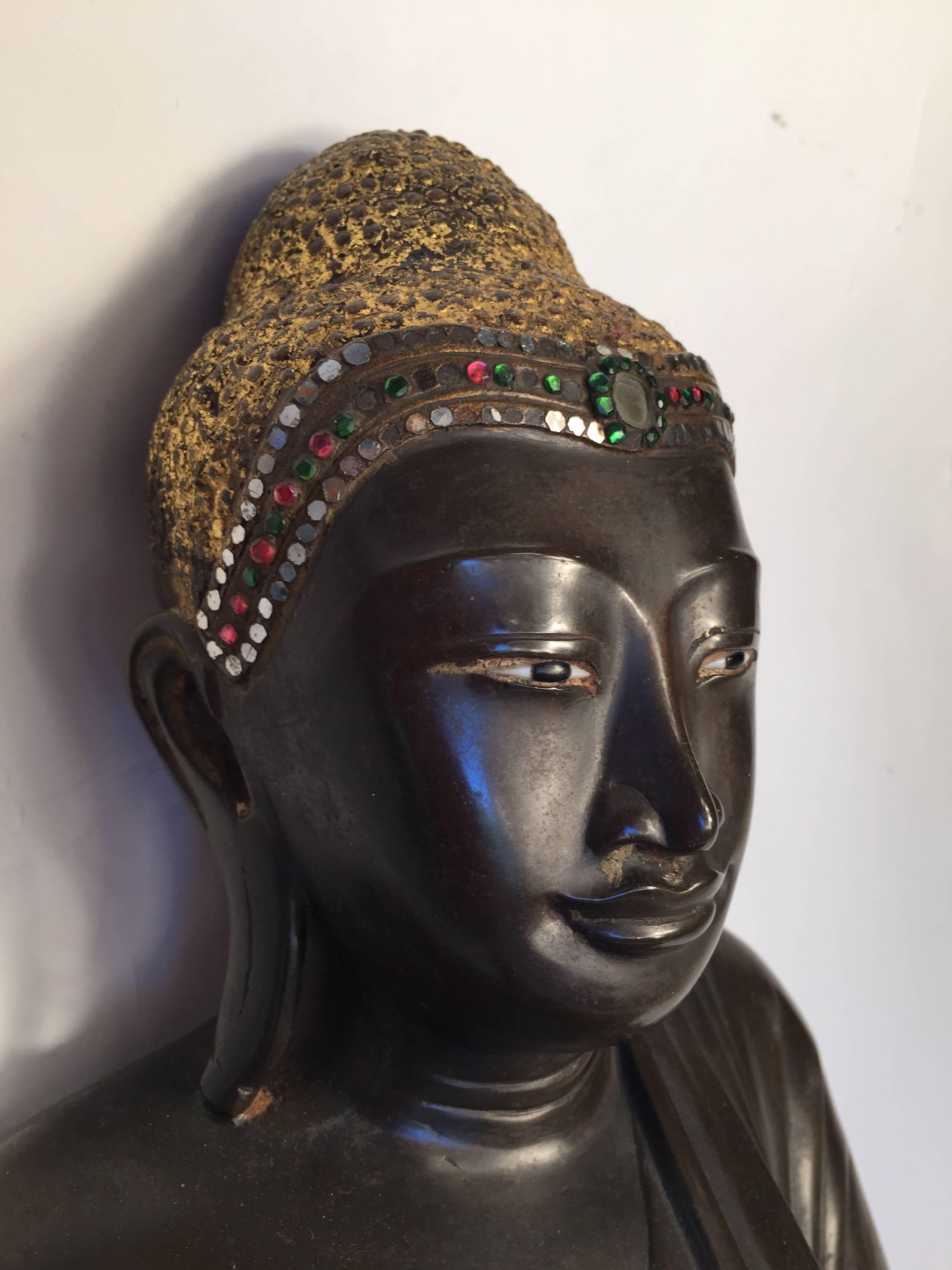 Burmese Antique  Buddha  Hand cast Gilt Bronze 19th Century  5