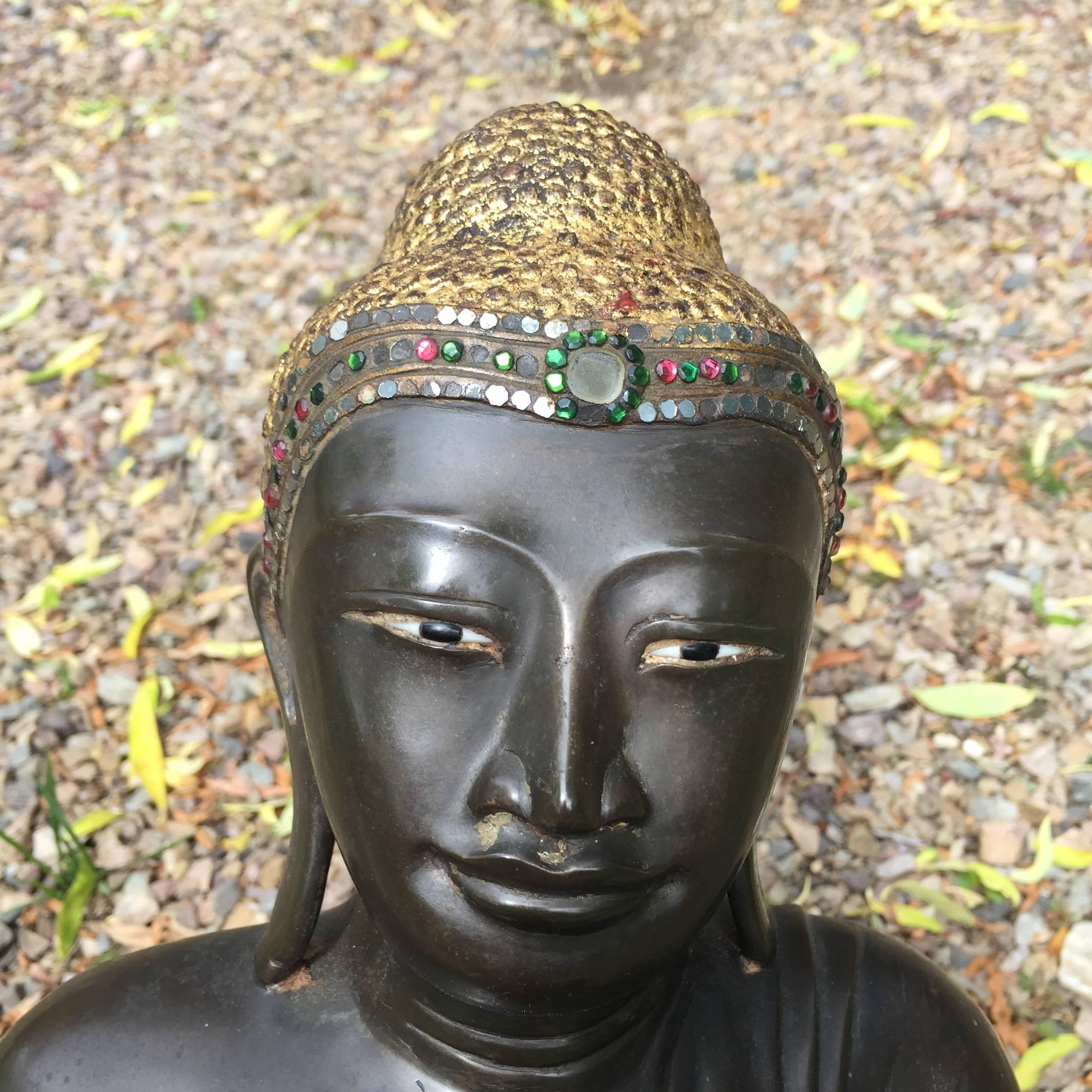 Burmese Antique  Buddha  Hand cast Gilt Bronze 19th Century  2
