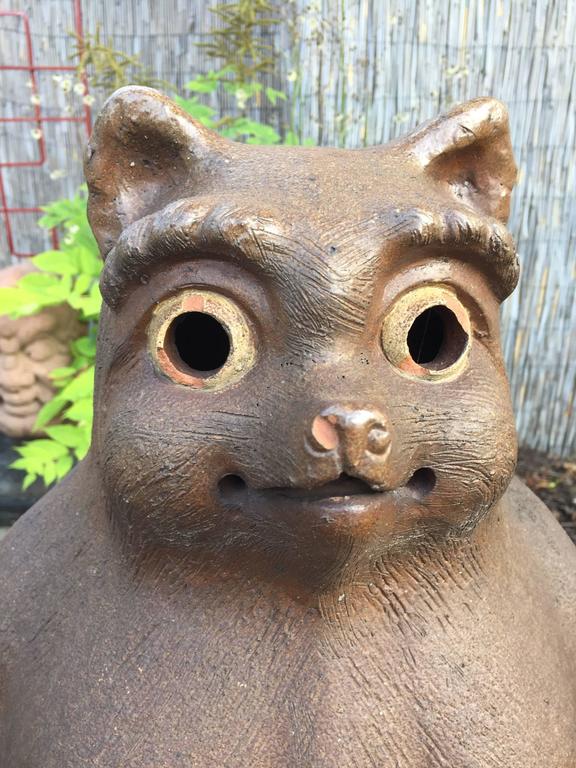 Old Japan Large Folkart Hero Tanuki Raccoon Dog Garden Sculpture at 1stDibs