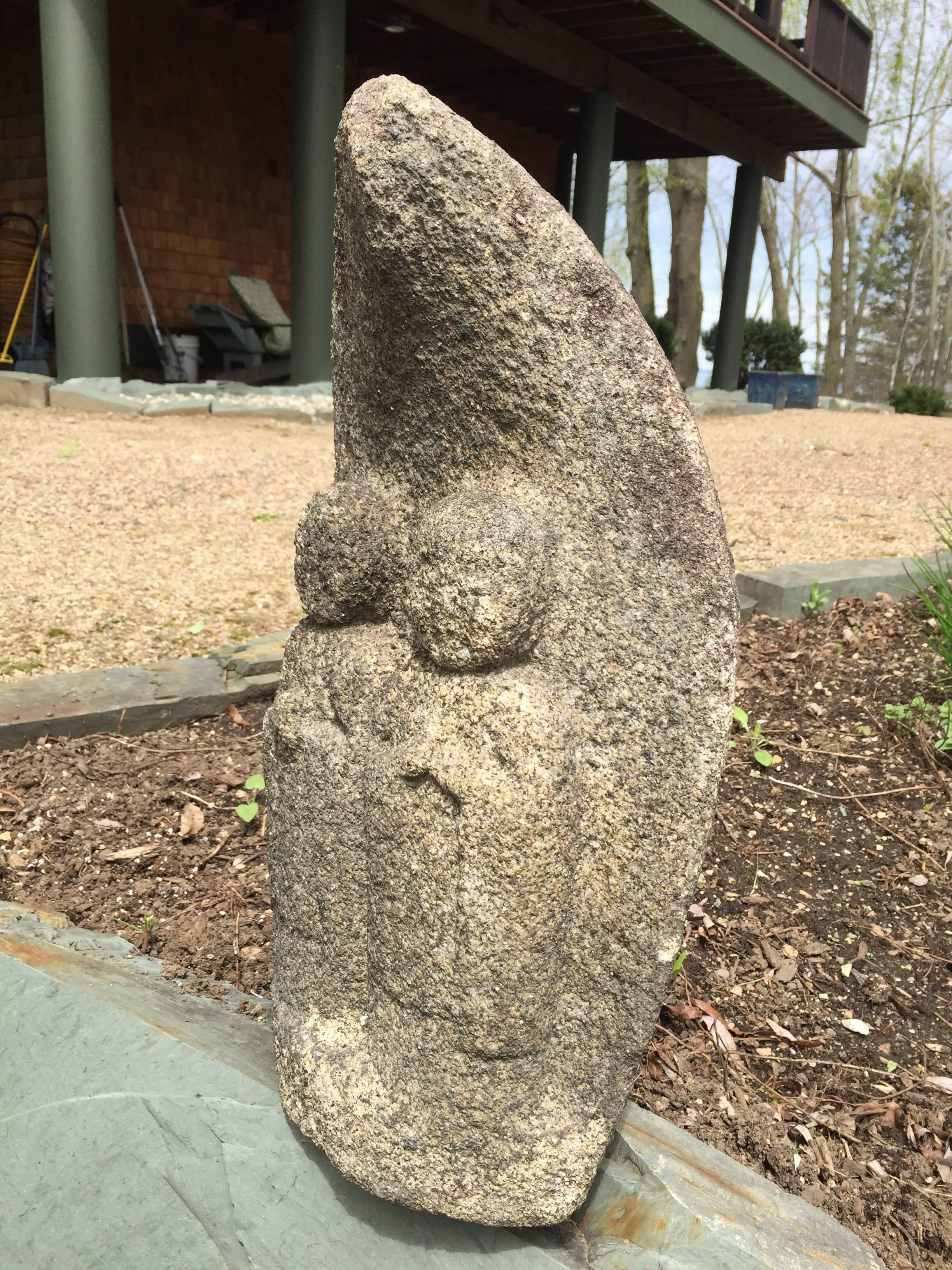 Important Ancient Japanese  Stone Protector Figure  Double Jizo Buddha In Good Condition In South Burlington, VT