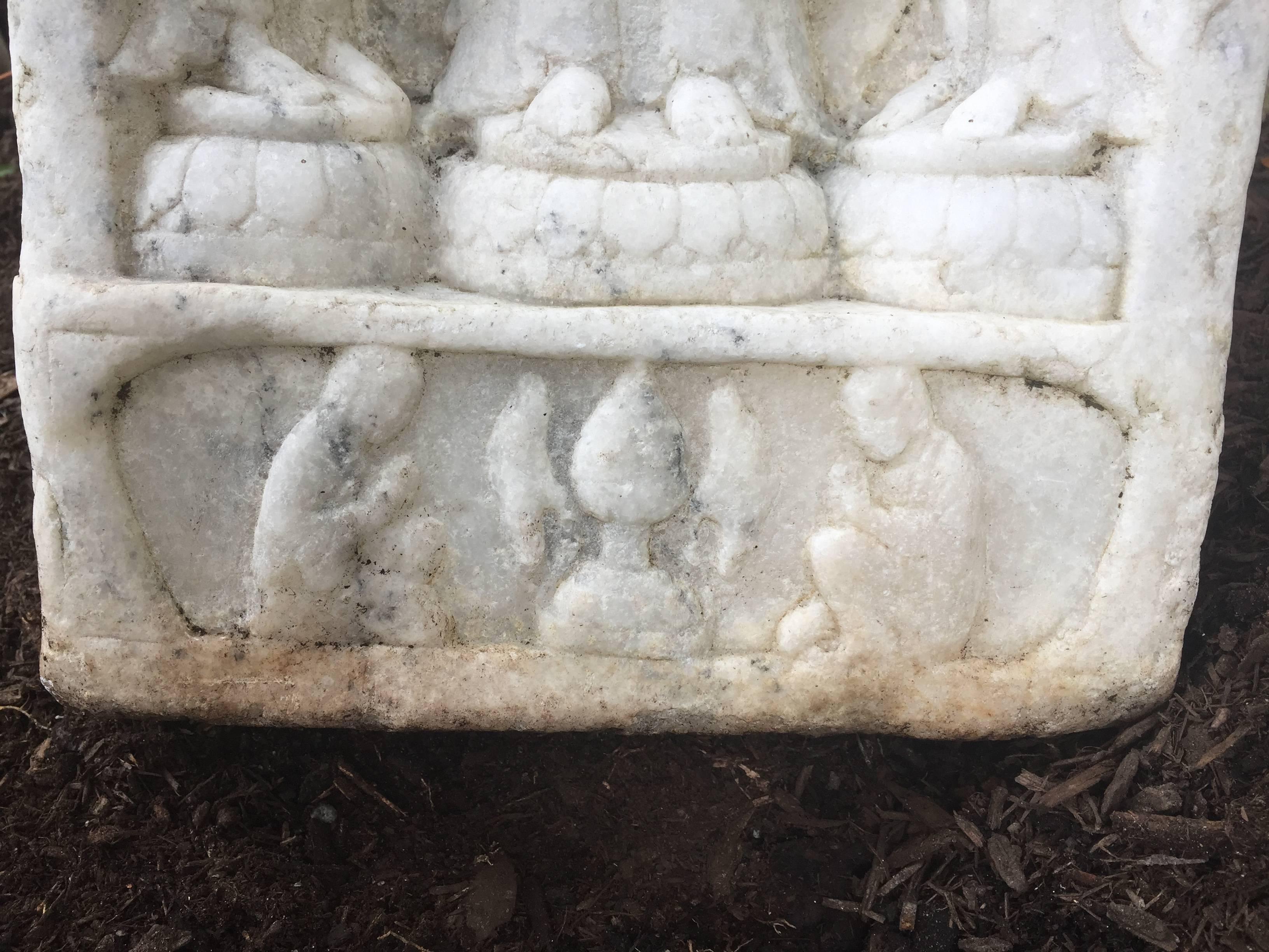 China Big Old Hand Carved Marble Carving of Buddha  FREE SHIPPING In Good Condition In South Burlington, VT