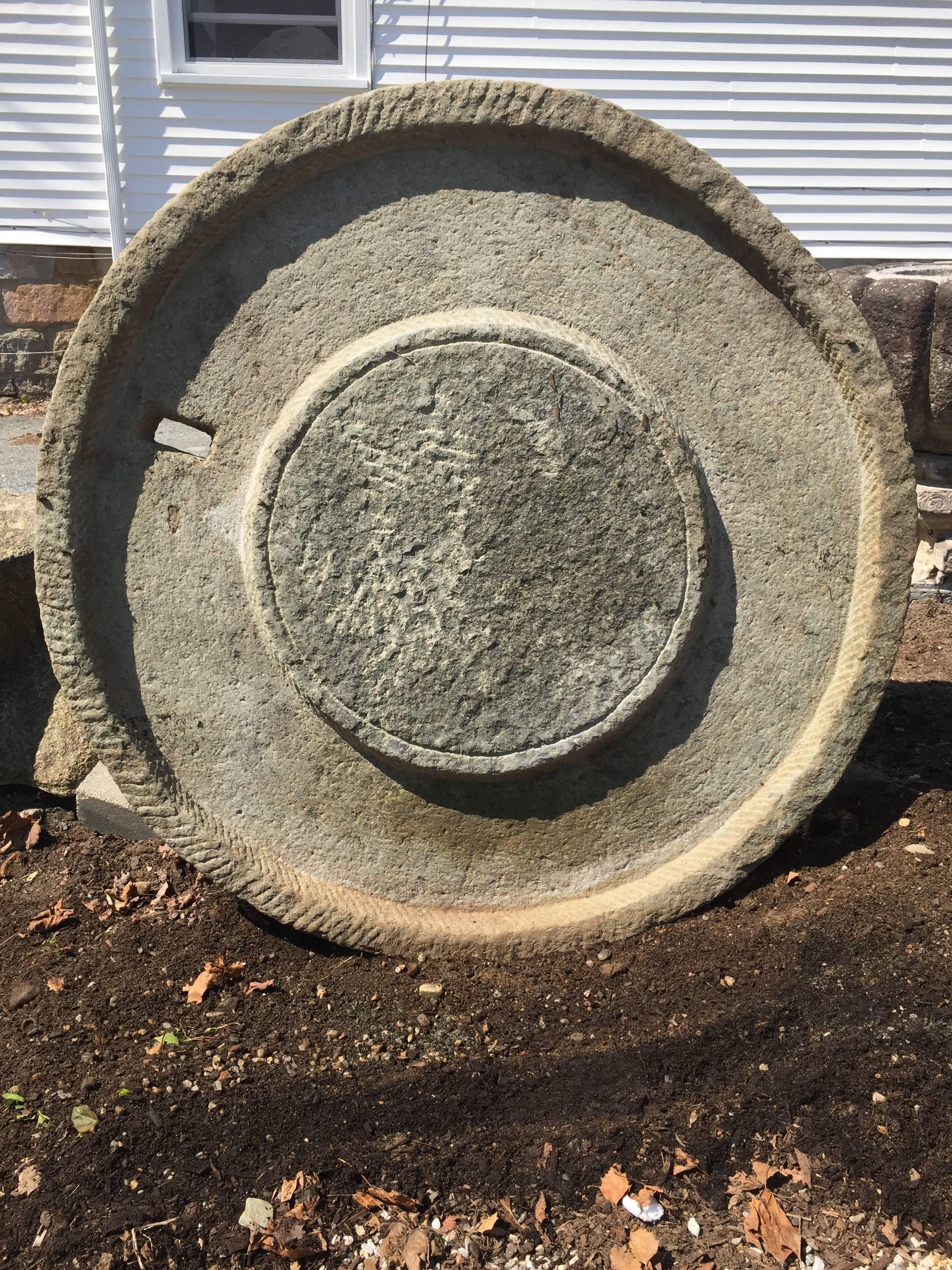 Qing Huge Antique Hand carved Garden Mill Stone, 19th Century