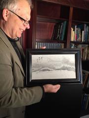 China Extraordinary Natural Stone "Painting", White and Gray Mountains