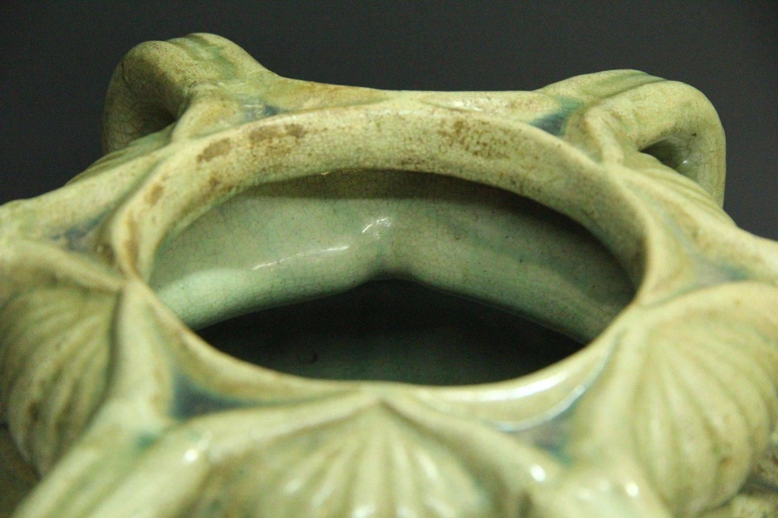 19th Century Fine Chinese Antique Handmade Longquan Celadon Six Handled Flower Vase